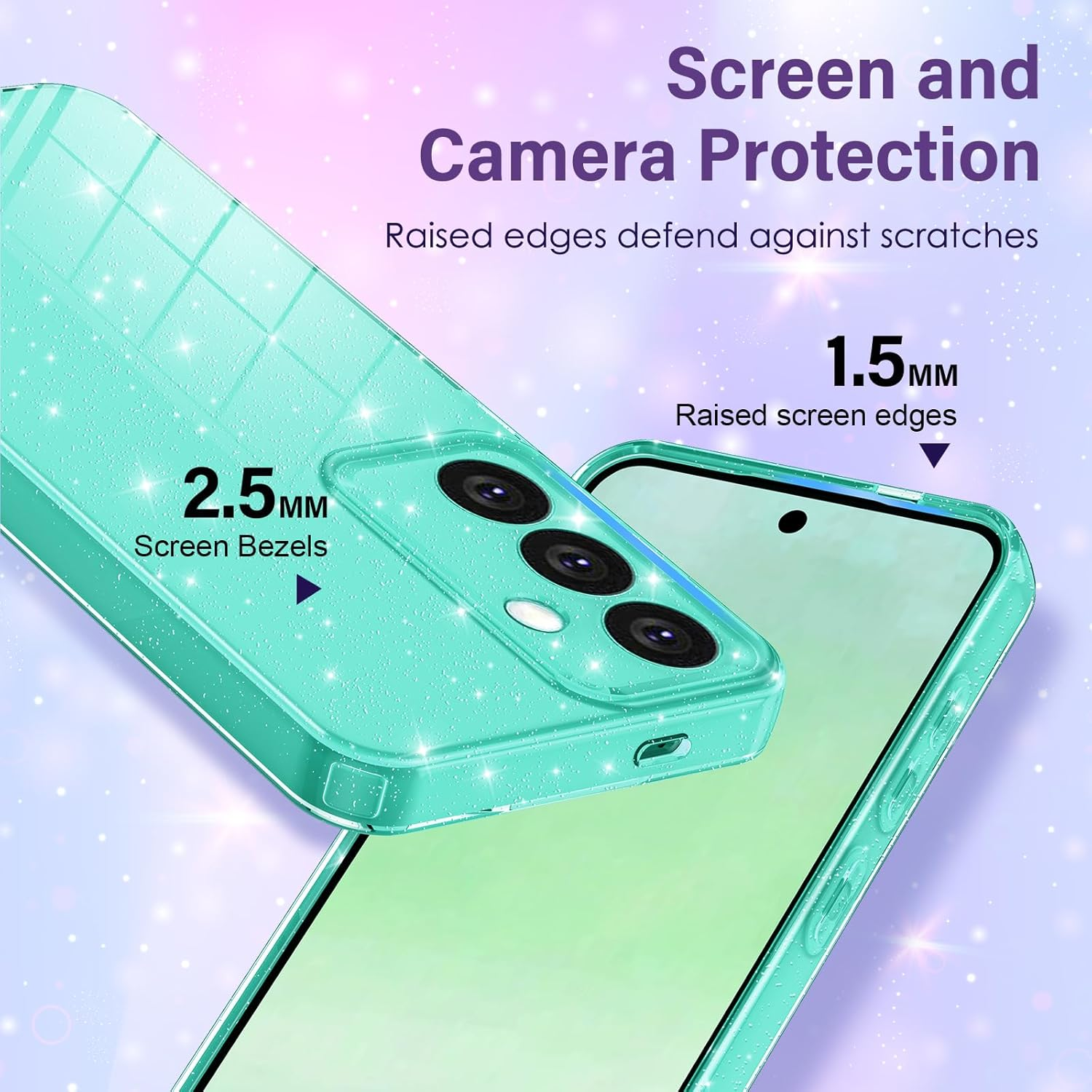 Eherui Mobile Phone Case for Samsung Galaxy S24/Samsung Galaxy S25 Glitter, Silicone TPU Anti-Fingerprint Case, Shockproof Protective Case, Thin Soft Protective Case for Samsung S24/S25 5G, Light - Light Green image number 4