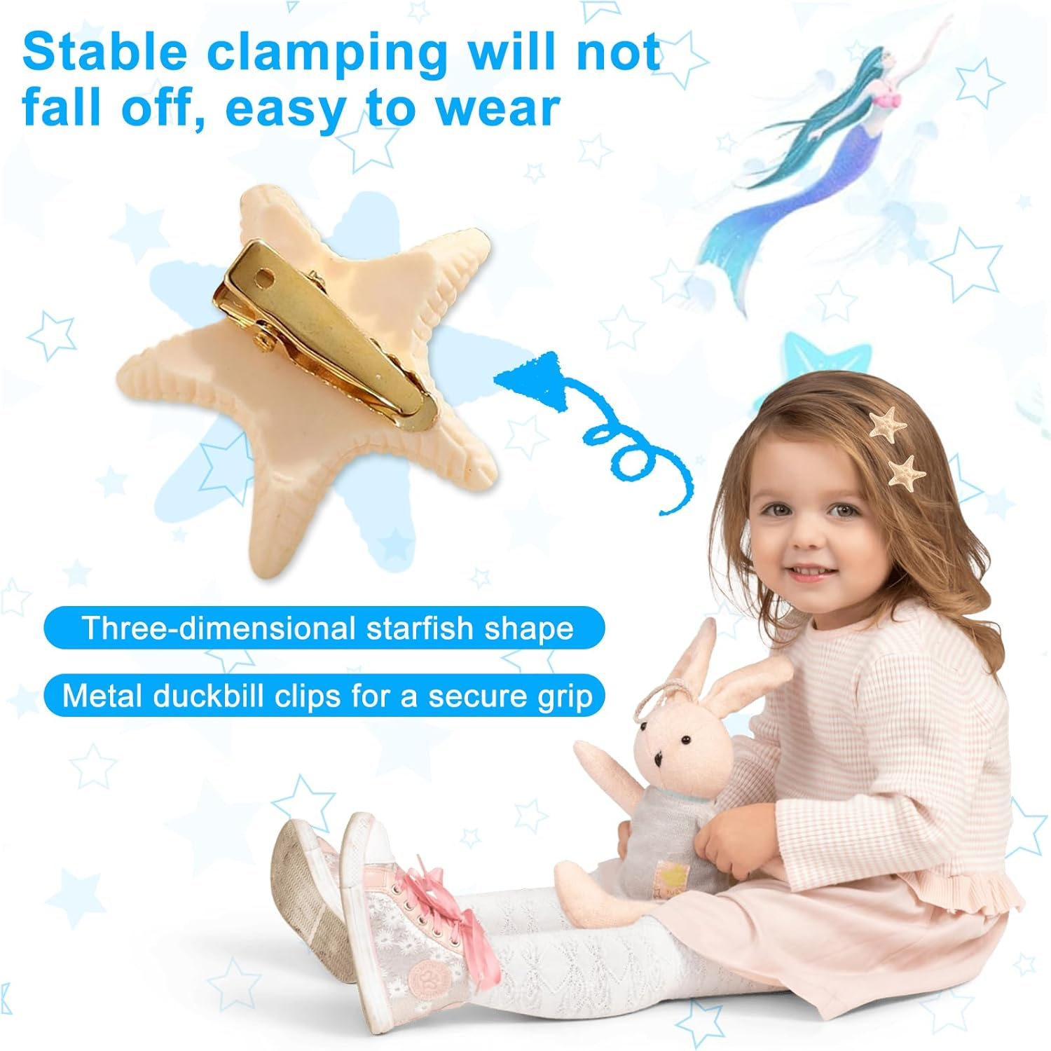 Diyxisk Starfish Hair Clips Girls, 15 Pieces Cute Hair Accessories for Women, Resin Hair Clips, Crocodile Clips for Girls, for Children'S Birthdays, School Performances, Family Reunions image number 1