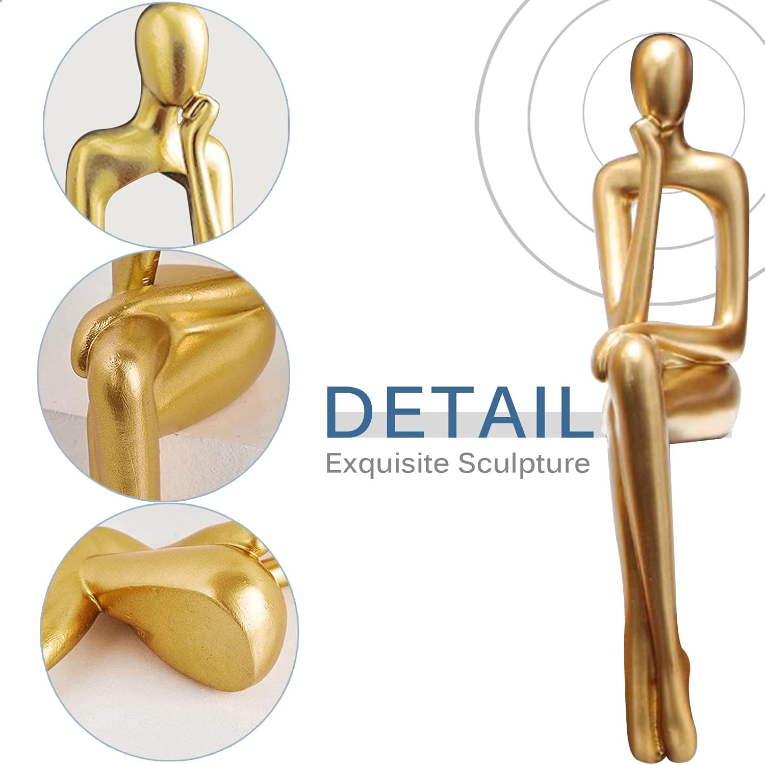 3PCS Gold Accent Decor Sculpture, Thinker Statue Abstract Art Resin Statue, Collectible Figurines for Office Home Desktop Decor image number 4