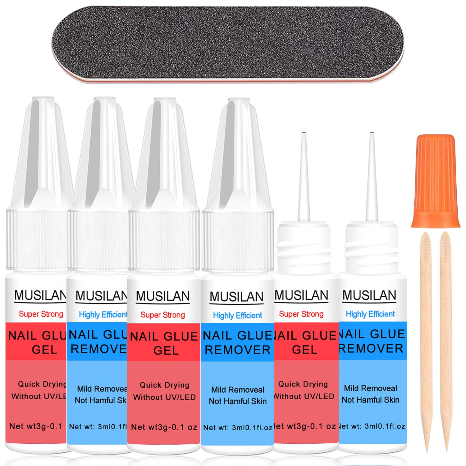 Nail Glue,2-1 Semi Solid Nail Glue No Need for UV Lamp with Quickly Nail Glue Remover Kit,Super Strong Nail Glue for Acrylic Nails Professional Nail Tip Glue for Press on Nails Glue Gel Kit image number 4