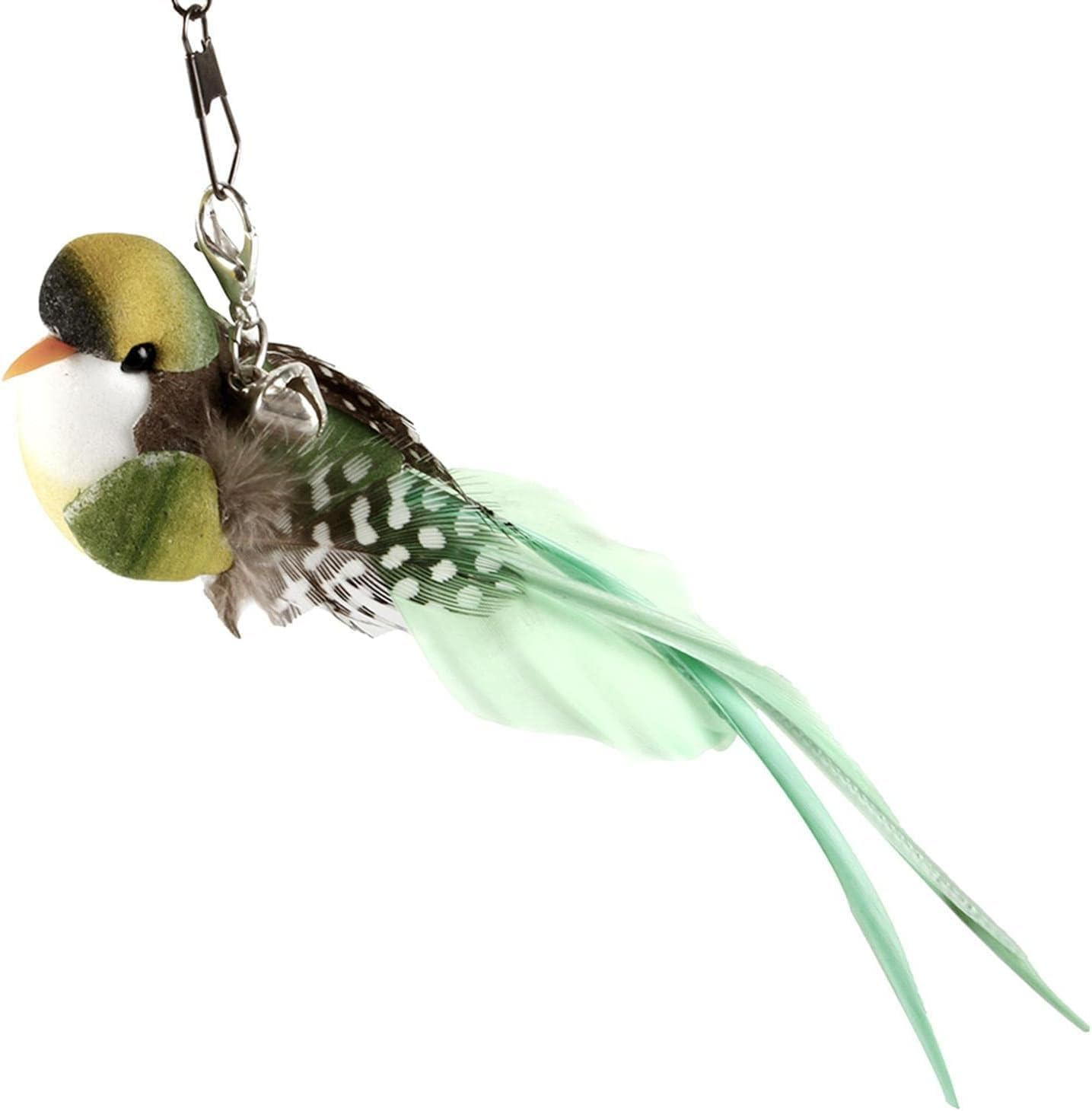 Squarezhenbo Green Bird Cat Toy for Indoor Cats, Cat Toy Wand, Refills, Bird Replacement Head with Bell - Handmade Cat Toy Bird Replacement for Cat Wand, Cat Toy, Feather Toy image number 6