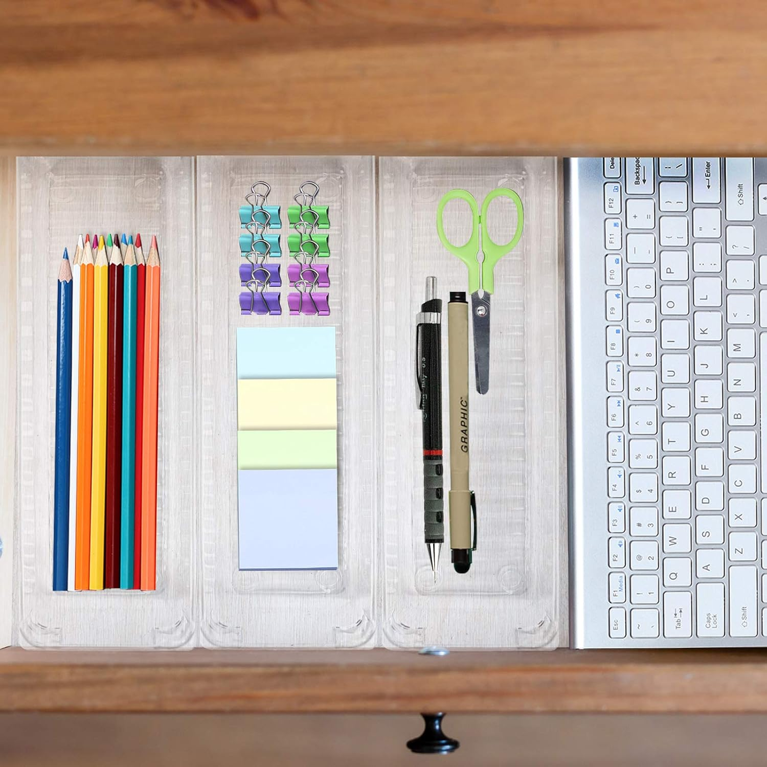 TRIXES 9PC Clear Draw Organizers - Storage Box - Make up Organizers - Kitchen Storage - Desk Organizers - Divider Trays - Kitchen Storage Containers - Assorted Sizes image number 1