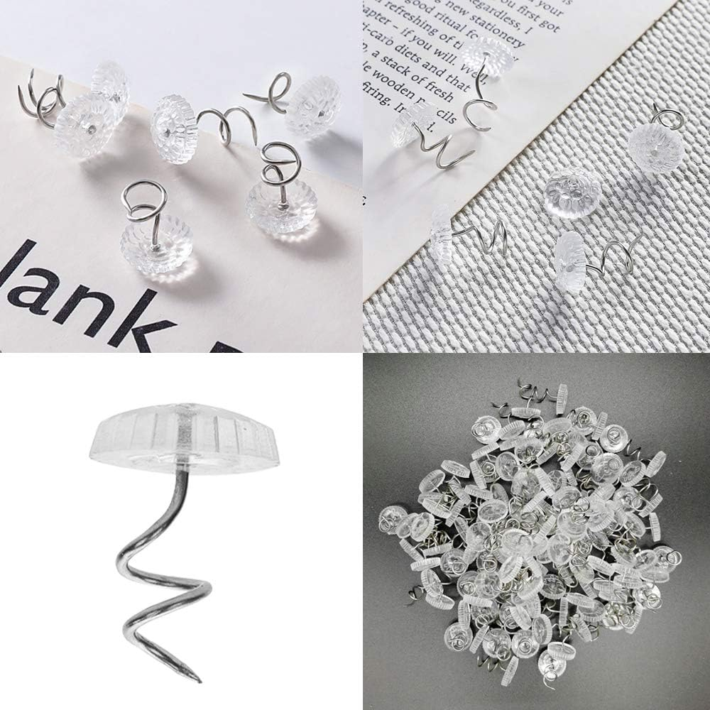 Yucool 100 Pcs Bed Skirt Pins, Twist Pins with Clear Heads for Upholstery,Slipcovers Bedskirts,Sofa image number 1