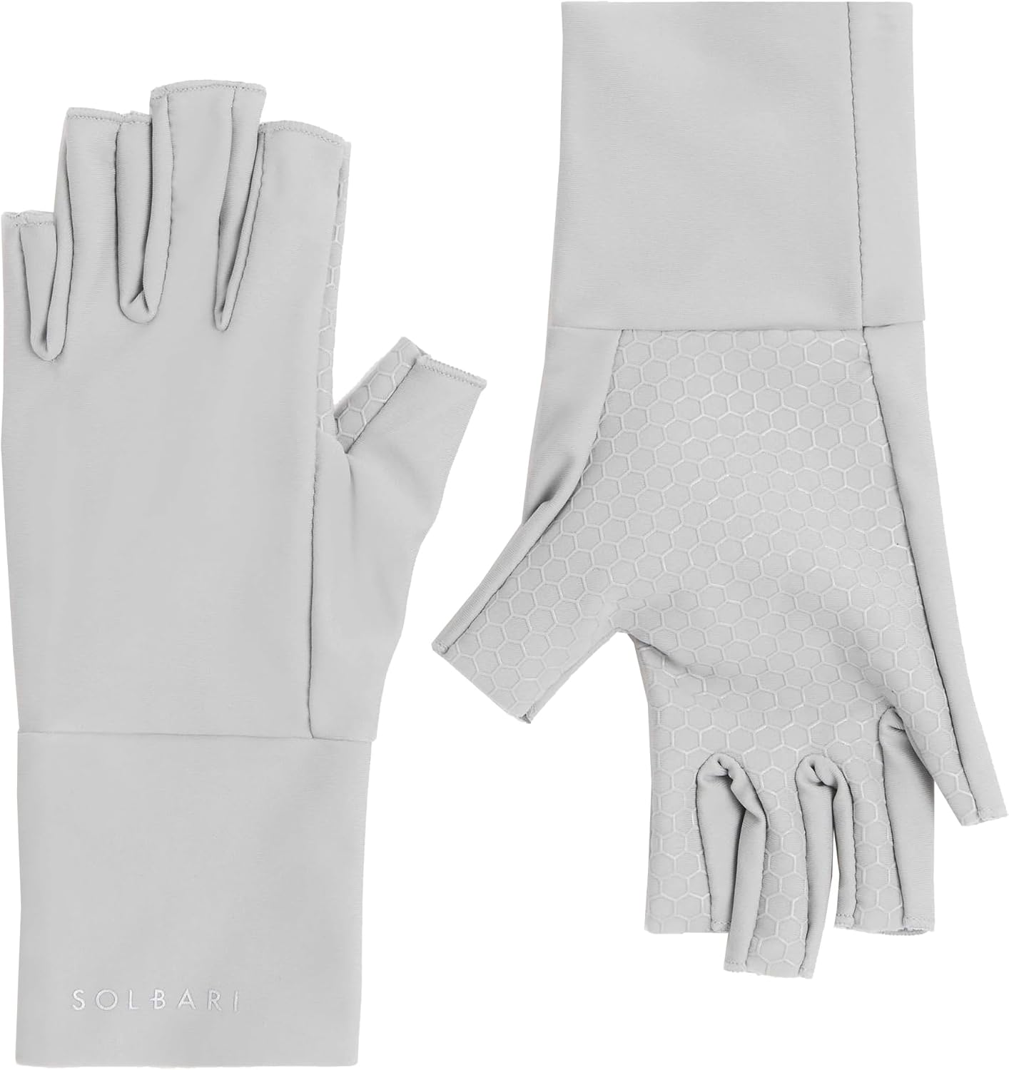 Solbari Unisex Fingerless Driving Gloves UPF 50+ Sun Protection, Lightweight & Breathable UV Shield for Hands, Commuting, Travel & Outdoor Activities - Light Grey - Small