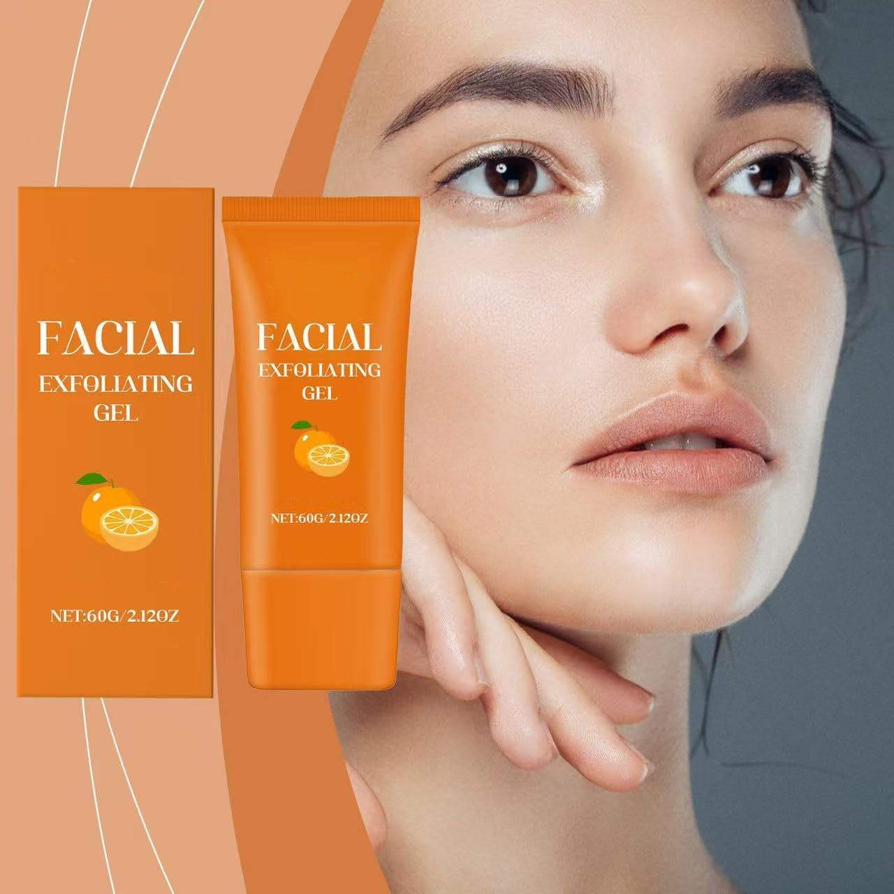 Facial Exfoliating Gel, Orange Exfoliating Gel, Skin Peeling for Body, Dead Skin Remover for Body Brightening, Orange Enzyme Hydrating Facial Scrub, Cleansing and Rejuvenating Pore Refining (1PCS) - 3Pcs image number 2
