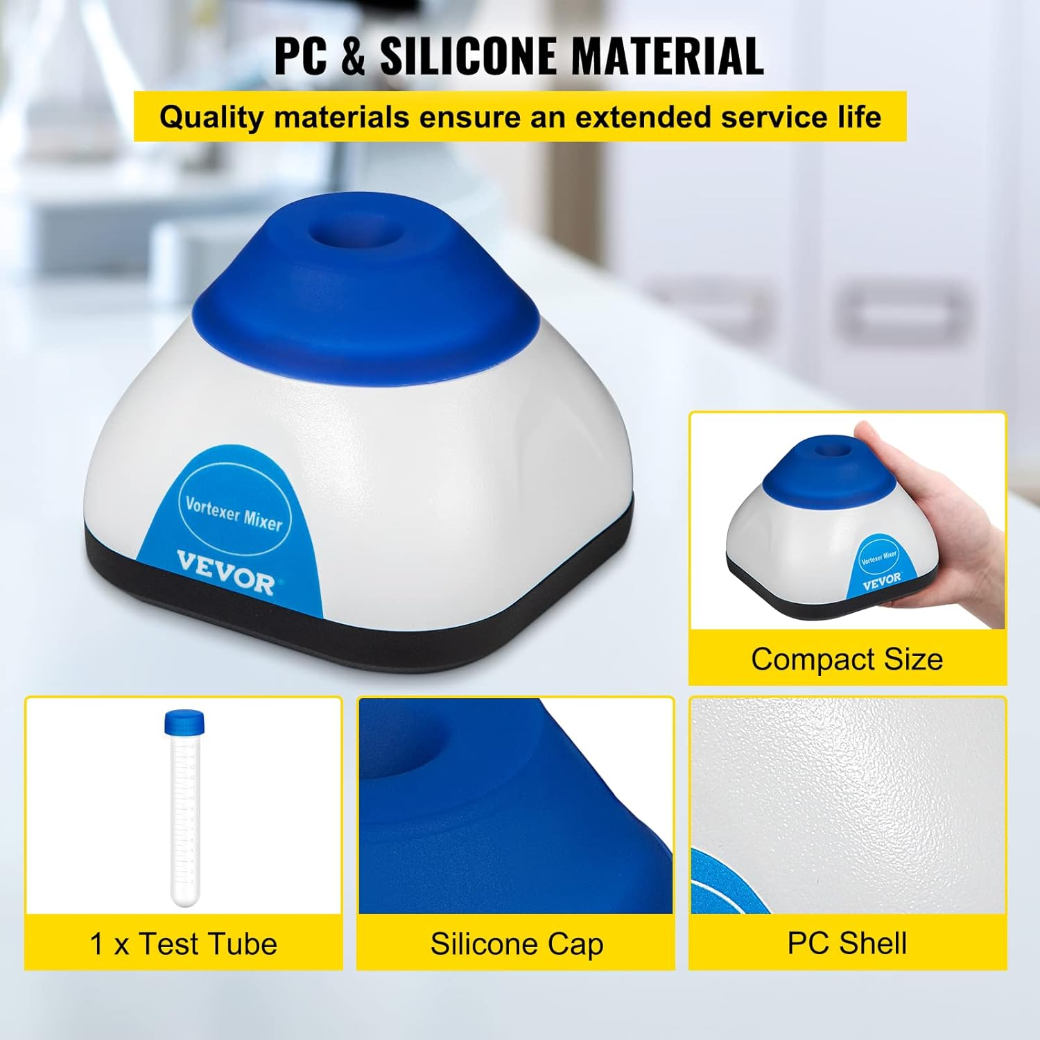 VEVOR Mini Vortex Mixer, Lab Vortex Mixer Shaker 3000RPM, 50ML for Lab Paint Ink, Blue image number 2