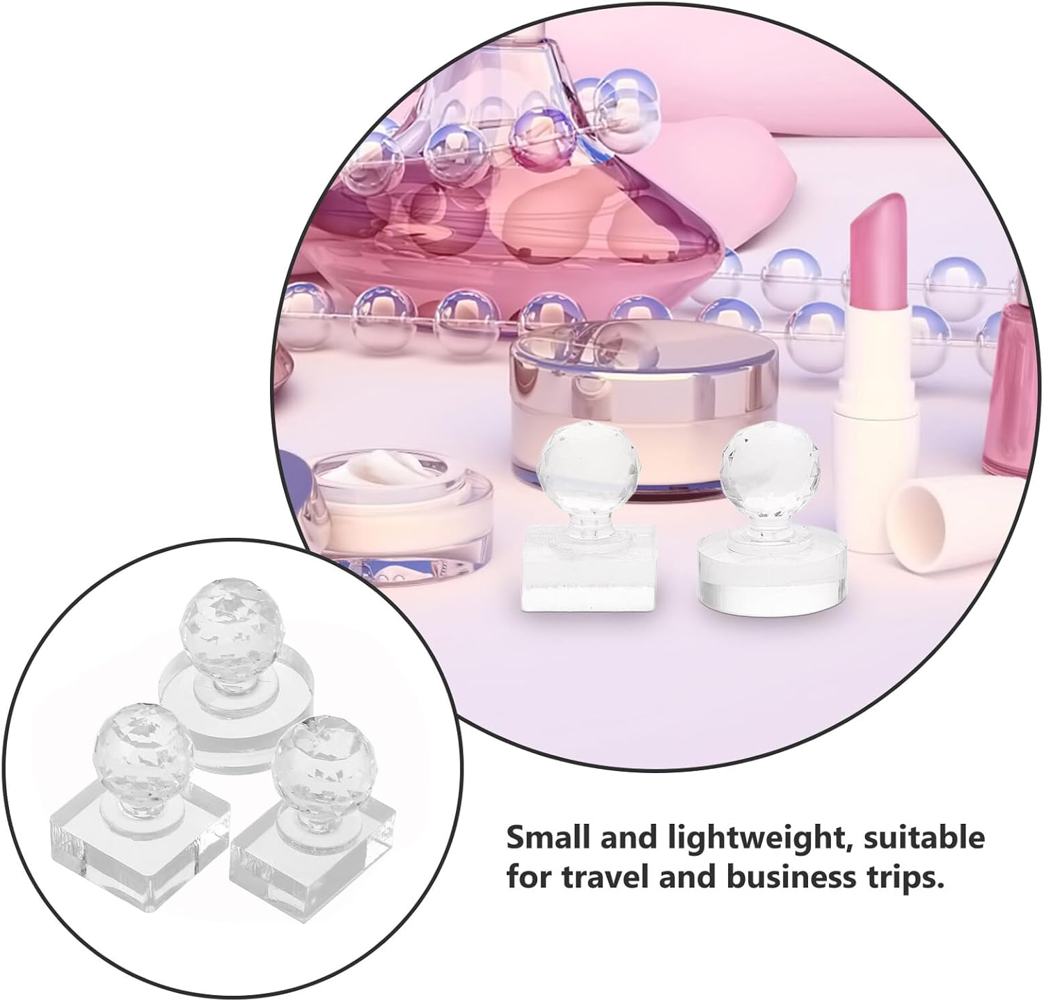 INOOMP 3Pcs Eyeshadow Pressing Kit Makeup Powder Stamper with Round, Square, and Rectangle Crystal Press Tools for Eyeshadow, Blusher, and Highlighter Palette Repair in Beauty Makeup Application image number 2