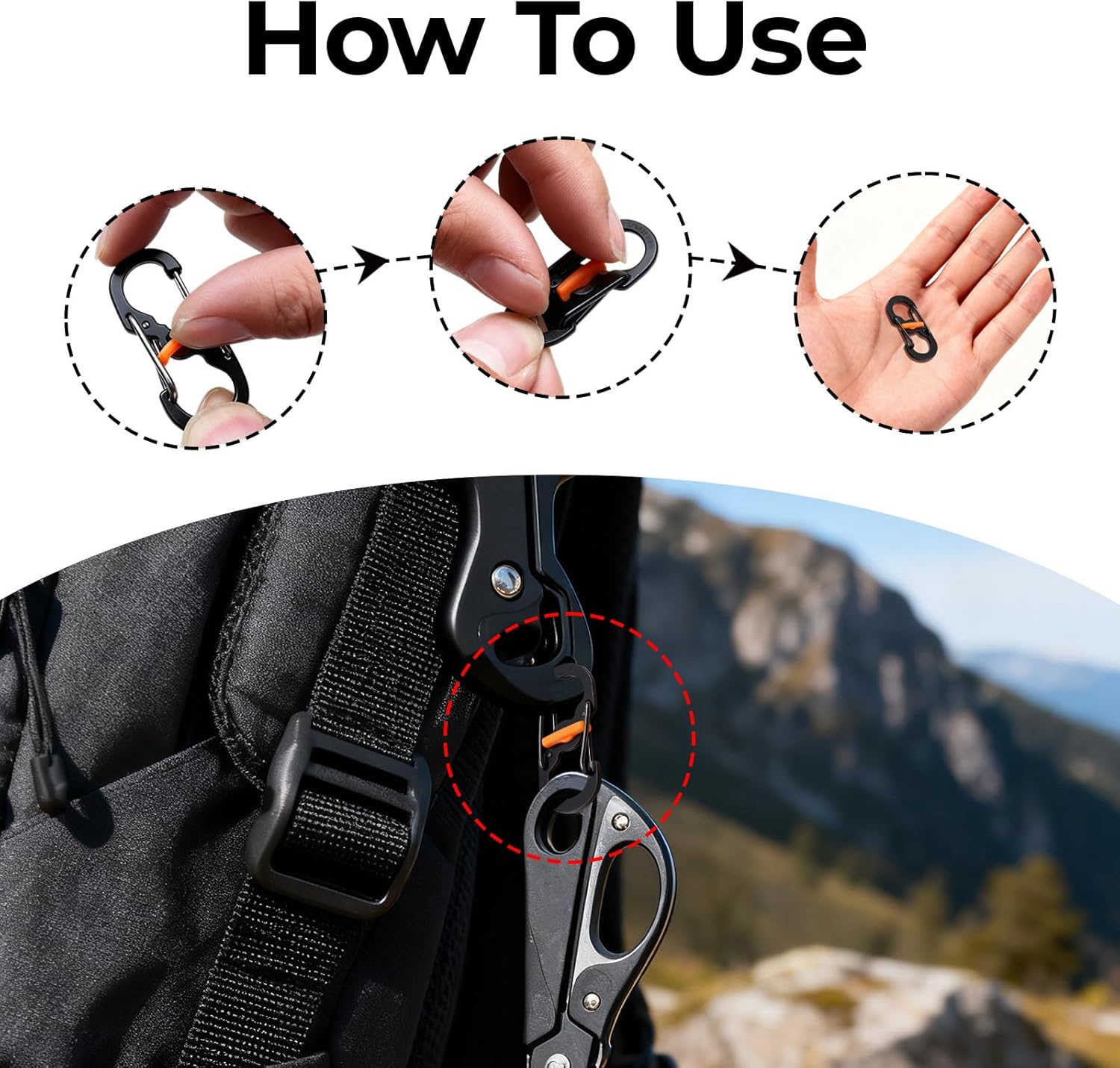 6Pcs anti Theft Clip Built-In Lock Buckle Security Fasteners, Backpack Zipper Lock, Quick Disconnect Clip - Key Holder Add-On, Theft Deterrent Bag Accessories for Travel, School Outdoor