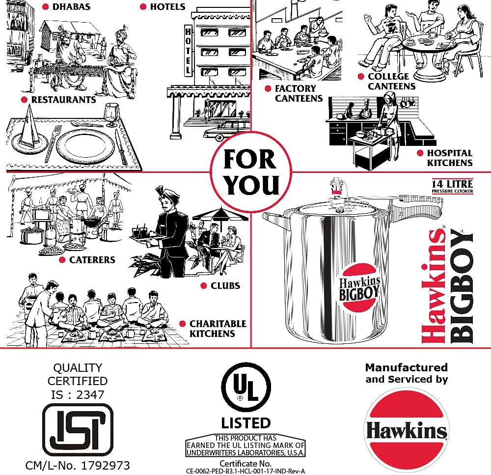 Hawkins Bigboy Pressure Cooker, 14 Litre Capacity image number 4