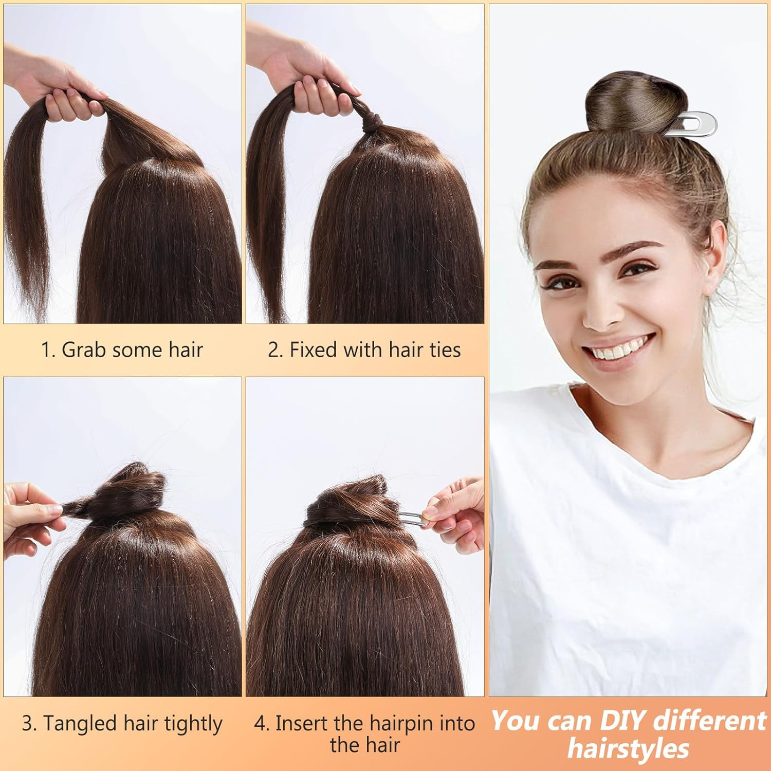 6 Pieces U Shaped Hair Pins, French Hair Pins Metal French U Pins Vintage Hair Fork Hair Pin for Buns Women Girls Hairstyle Accessories,(3 Gold + 3 Silver)