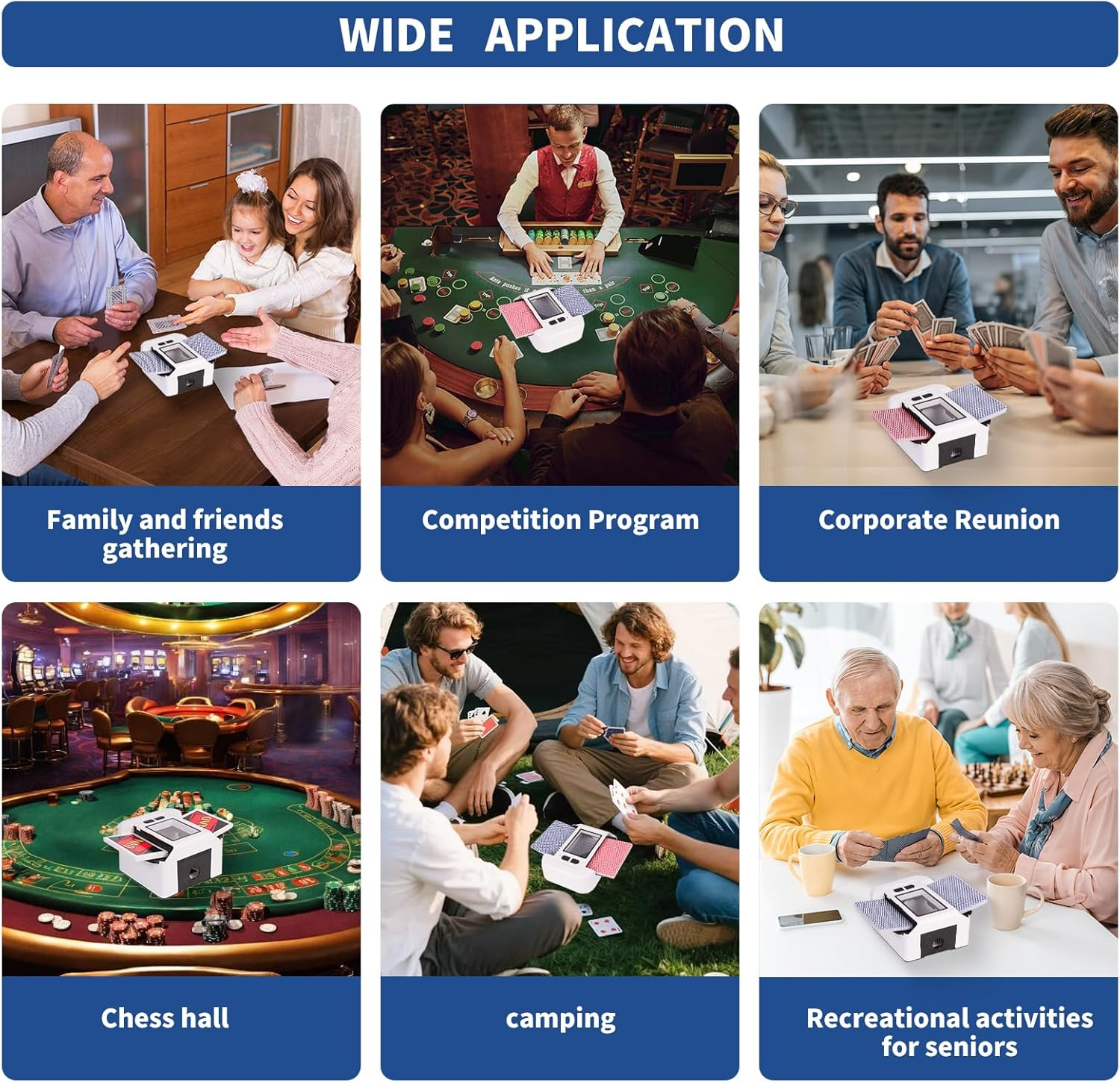 Quiet Automatic Card Shuffler 1-2 Deck, 2000 Mah USB-C Rechargeable Electronic Card Shuffler, One-Press AUTO and Manual Card Shuffle Machine for UNO Poker Blackjack Skip-Bo Phase 10 (White)