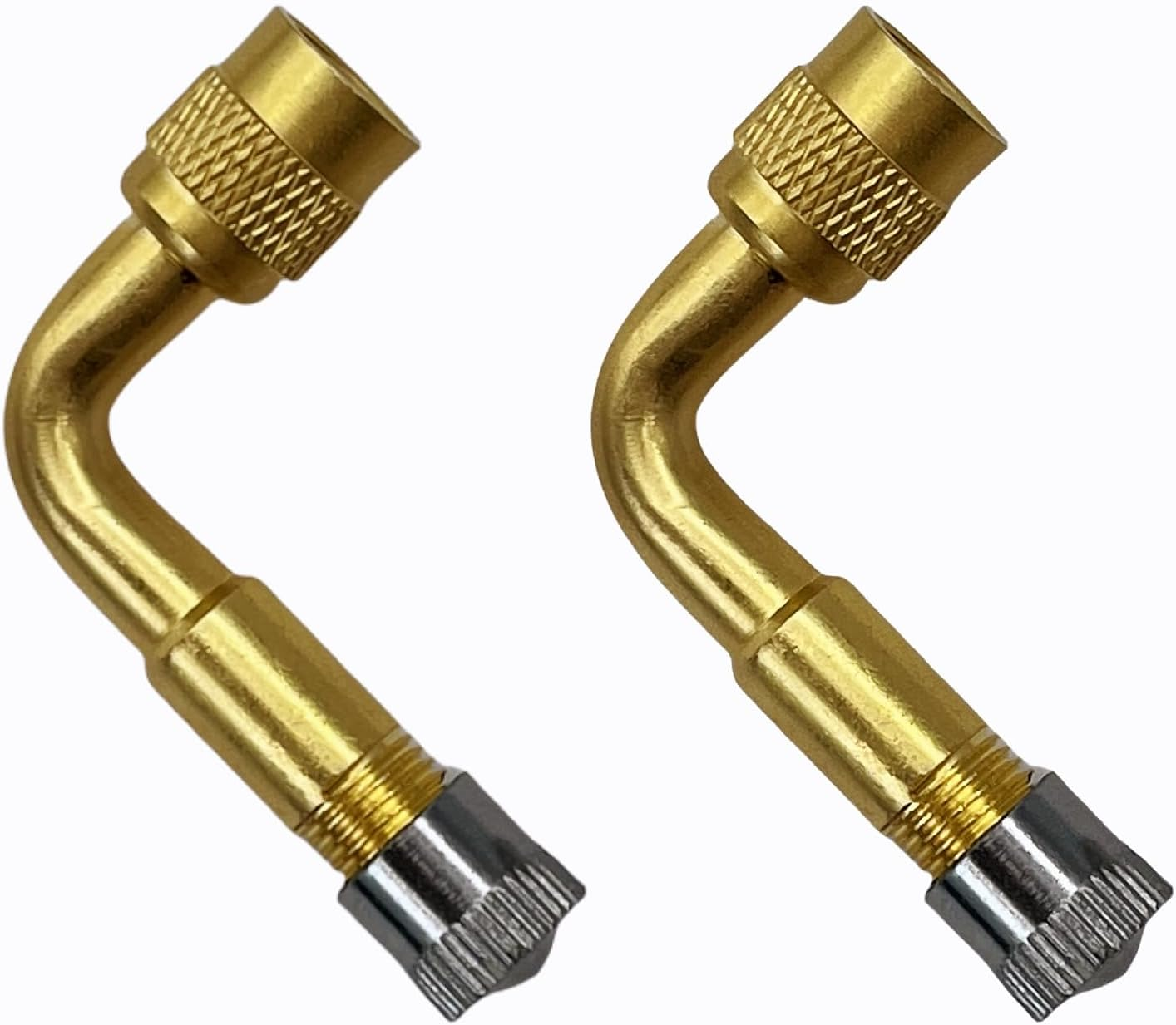 YUESUO 2 PCS Tire Valve Extension 90 Degree Brass Tire Valve Stem Extension Universal Valve Stem Extensions Suitable for Most Cars (Gold 2-Pack) image number 4