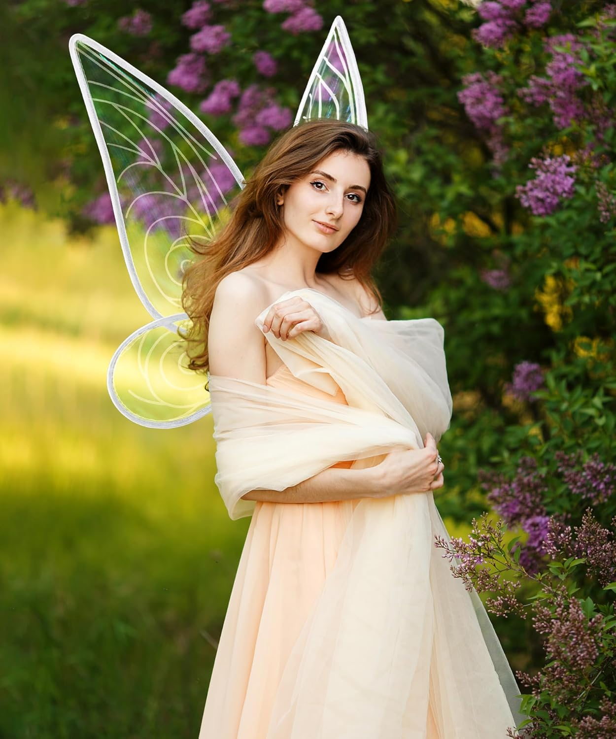 2Pcs Adult Fairy Wings, Sparkling Sheer Butterfly Wings for Adults, Kids, Girls, Women - Birthday Halloween Costume Dress Up image number 5