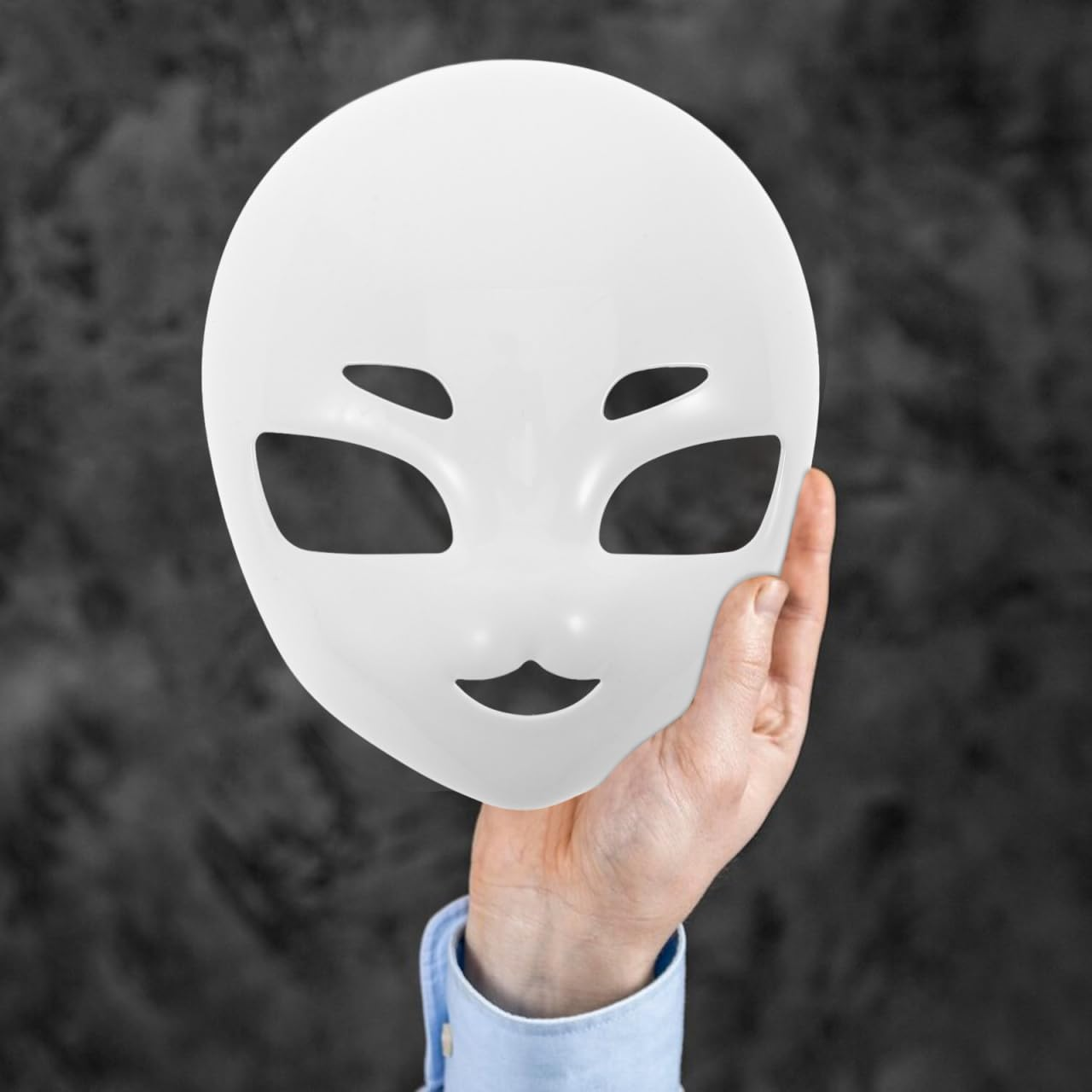 Holibanna Full Face White Plastic Mask Versatile Masquerade Halloween Costume Accessory Design with Detailing for Cosplay Events and Parties image number 3