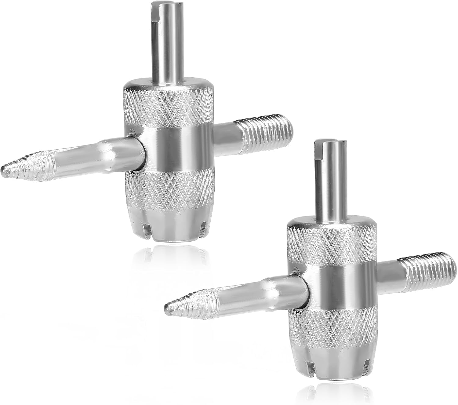 2PCS 4-Way Valve Core Tool Tire Valve Tools, 4-In-1 Tyre Valve Core Tool Tire Stem Core Wrench, Multifunctional Valve Stem Remover Tire Repair Tool for Car Motorcycle Bicycle