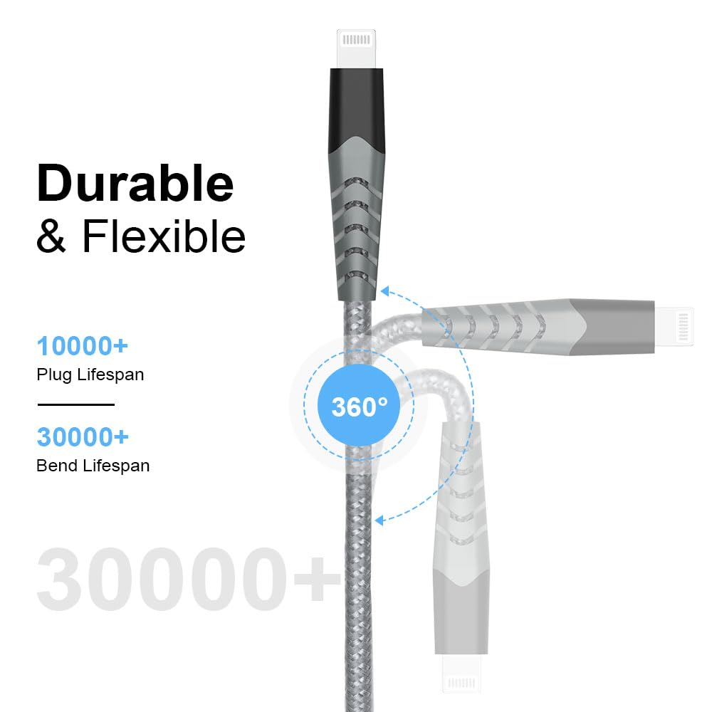 AHGEIIY USB C to Lightning Cable, 0.3M 2Pack Short USB-C to Lightning Cable Apple Mfi Certified Lightning Cable Iphone Fast Charger for Iphone 14 13 12 Mini Pro Max 11 X XS XR 8 Ipad Ipod image number 3