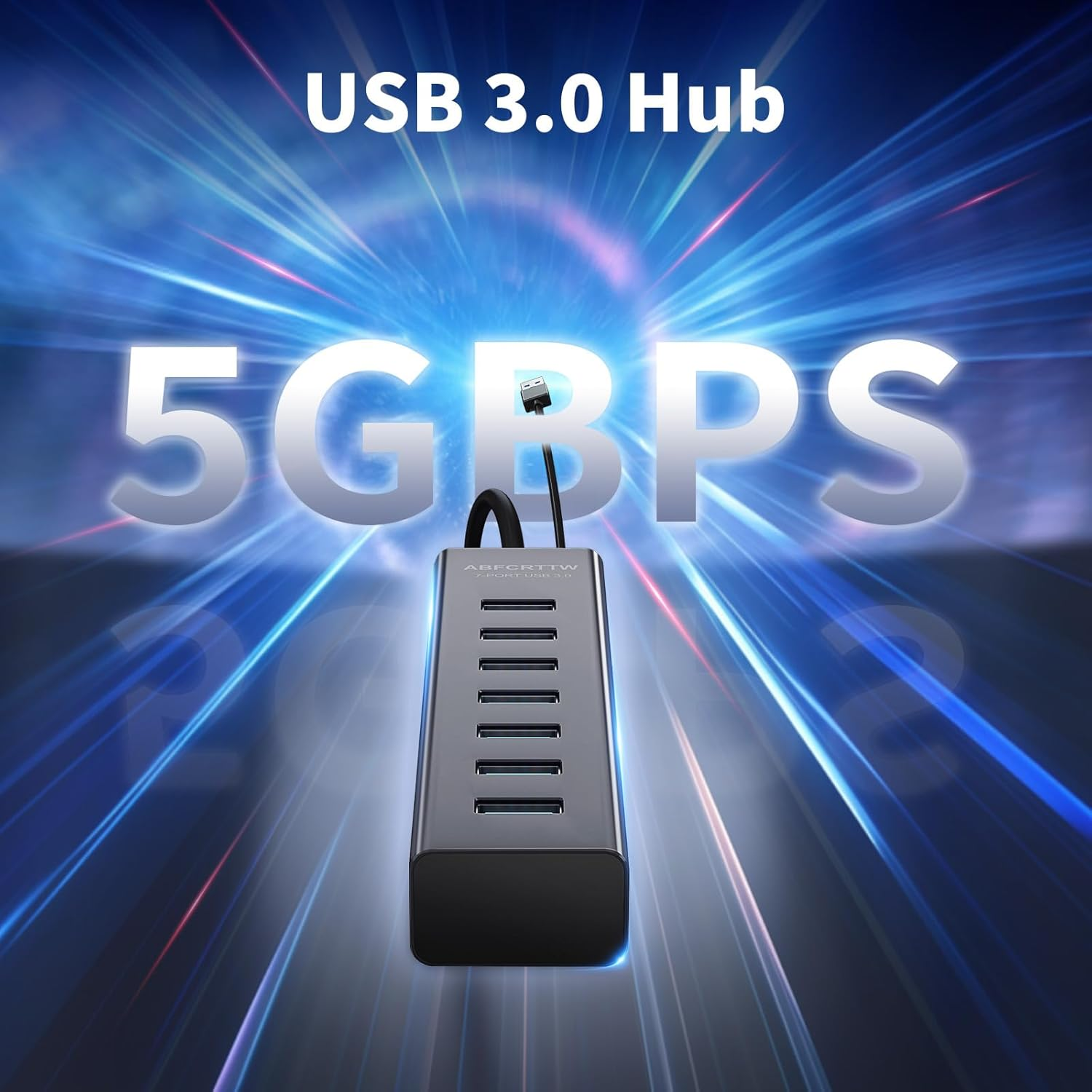 4Ft 7-Port USB Hub 3.0 for Desktop - Aluminium USB Extender Hub 5Gbps Multiport Adapter, USB Splitter, USB Hub Long Cable for Desktop, PC, Flash Drive, PSSD, Windows/Xps, 1.2M image number 1