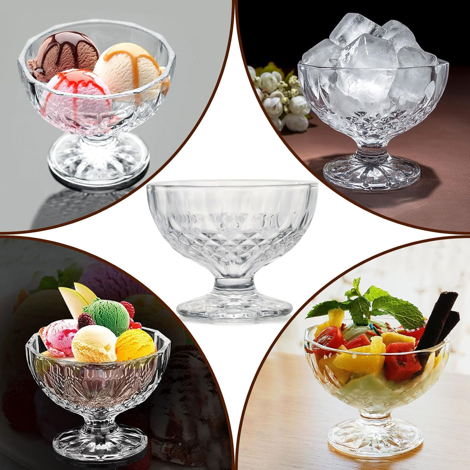 Glass Dessert Bowls Set of 6 Lead-Free Footed Elegant Glass Ice Cream Cups Fruit Parfait Cups Trifle Party Bowl Glass Pudding Cup for Sundae,Snack,Cereal,Fruit, image number 1