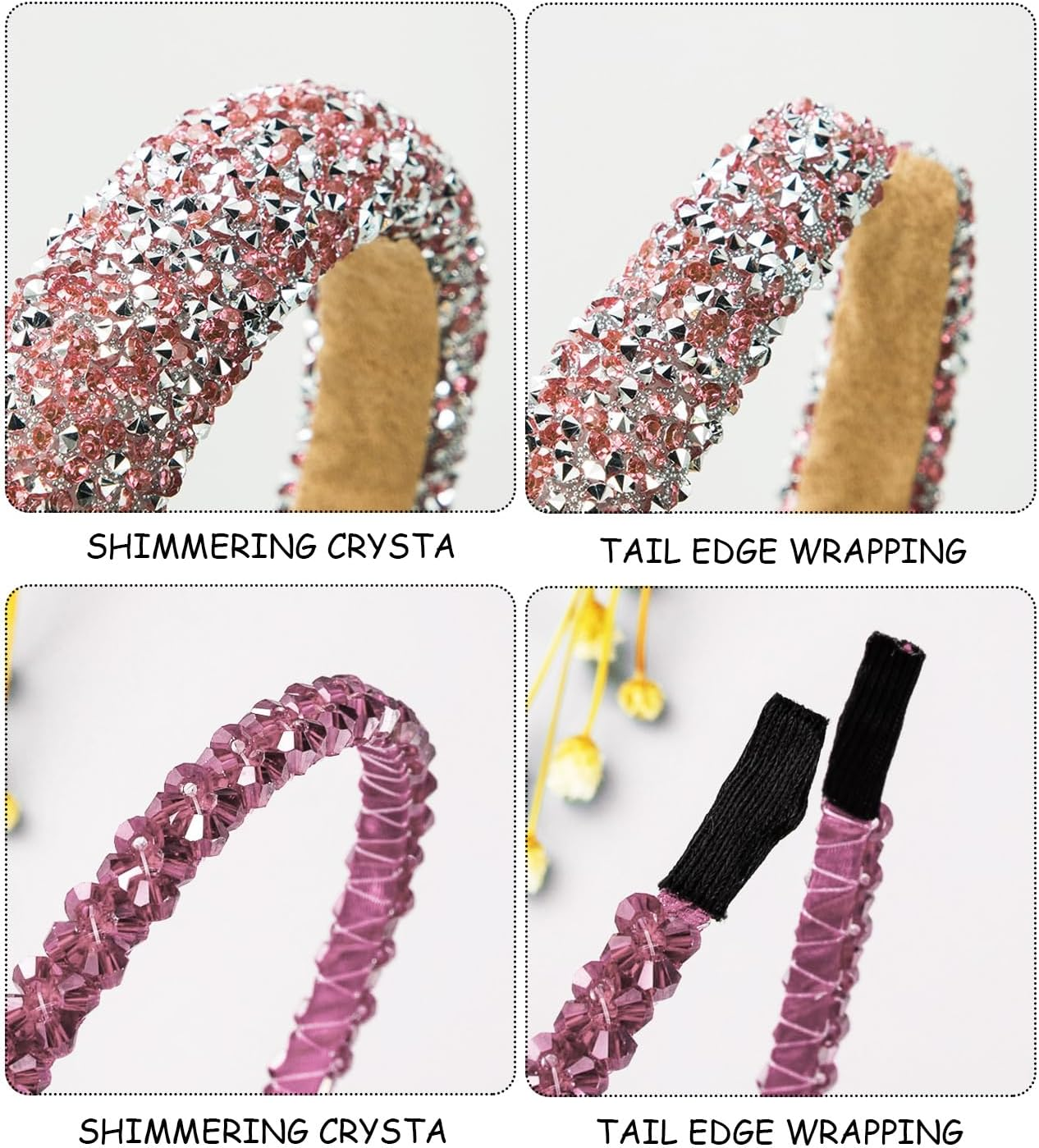 Pack of 2 Headbands with Diamonds, Headband Decoration for Girls, Fashionable Hair Accessories, Clothing Accessories Headbands, Suitable for Wedding Parties