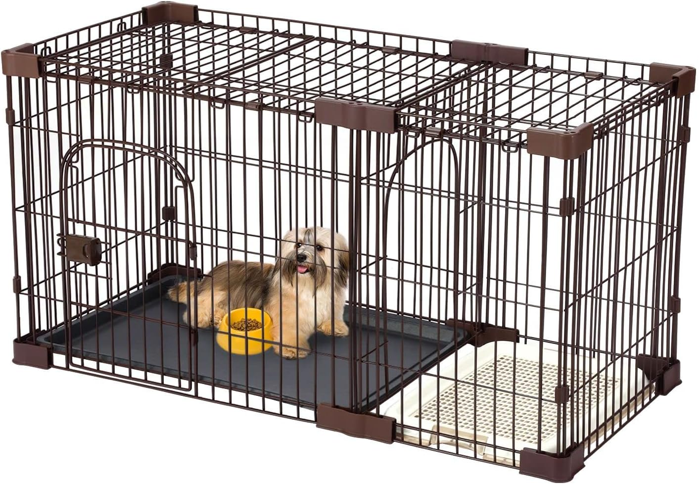 Petscene Cat Cage Dog Crate Pet Wired House Kennel Enclosure with Toilet Tray L Size image number 3