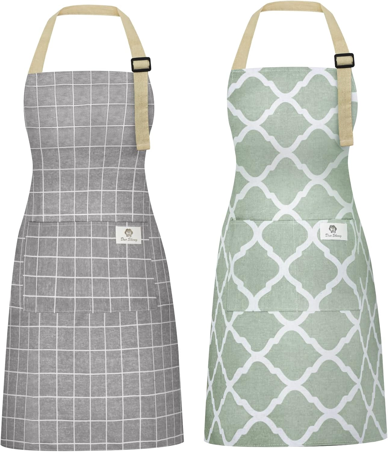 Riqiaqia 2Pack Aprons for Women Men with Pockets