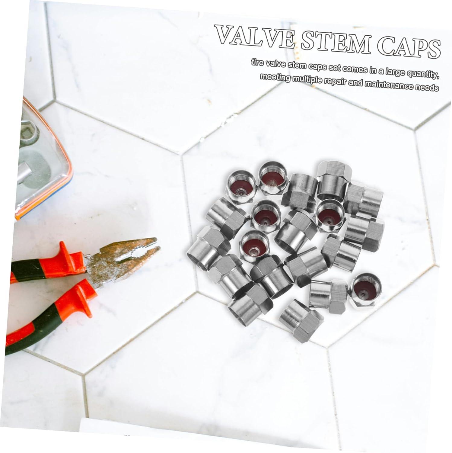 INOOMP 20Pcs Universal Car Tire Valve Stem Caps Dustproof Air Valve Covers for Road Vehicles and Bikes Automotive Wheel Accessories Stem Caps Kit for Trucks and Cars image number 2