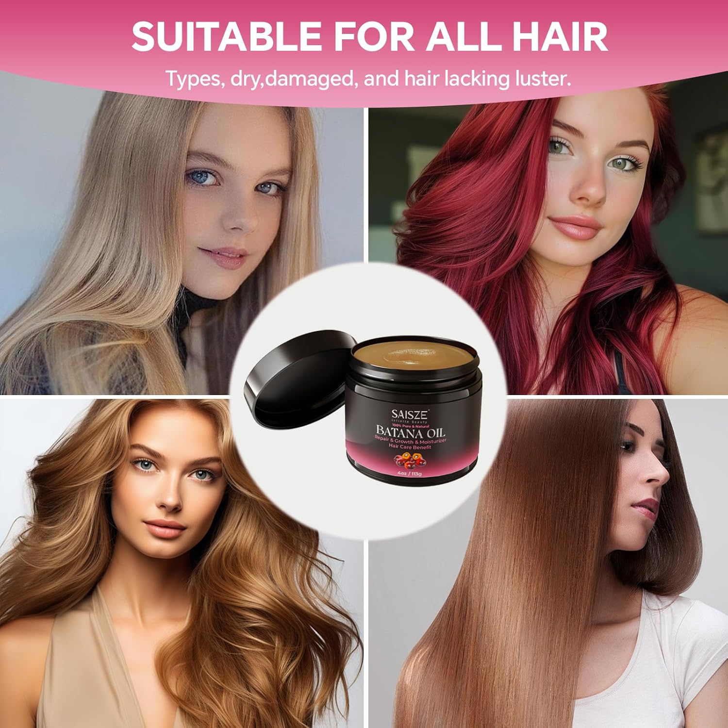 SAISZE Batana Oil for Hair Care, 100% Raw Hair Oil for All Hair Tpyes, Dr Sebi Batana Oil from Honduras, Moisturizer, Smoothing, and Enhancing Thickness for Women and Men, 4Oz image number 4