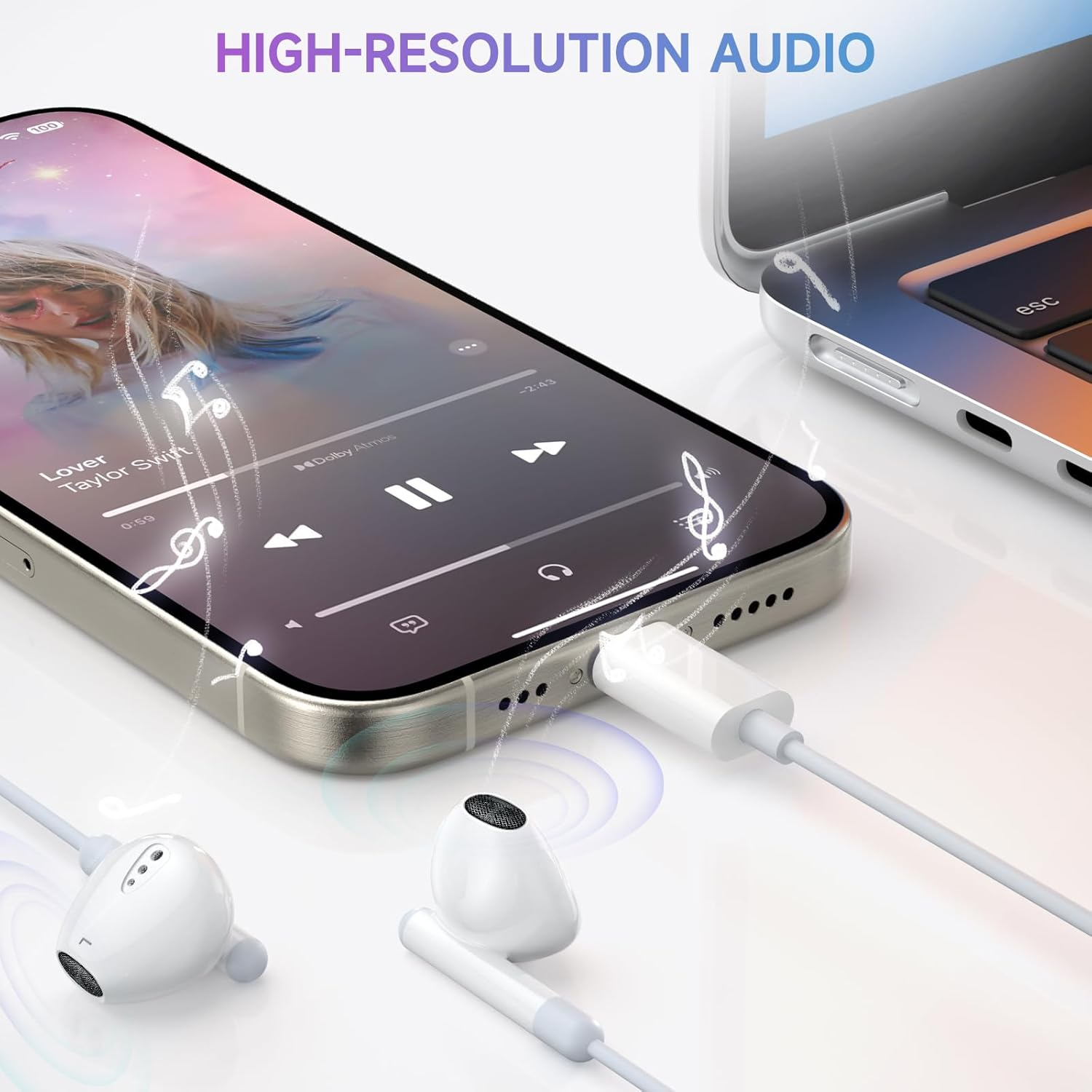 USB C Headphones for Iphone 17/17 Pro/17 Pro Max/16E, USB C Earphones with Mic Volume Control Wired Earbuds USB Type C Headphones for Iphone Air/17/16/15 plus Ipad Pro Galaxy S25/S24 Ultra Pixel 10 image number 5
