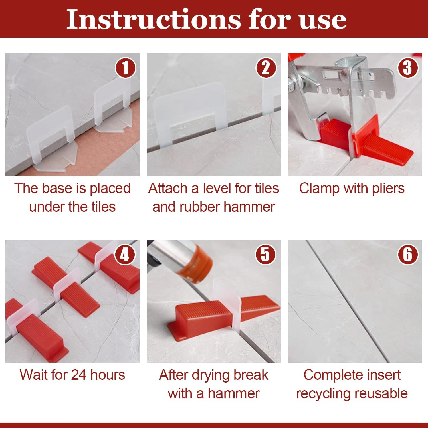 Pack of 700 Tile Levelling System Tile Wedges Tile Levelling System 1 Mm with 1 Mm Base for Laying Wall and Floor Tiles Reusable image number 6