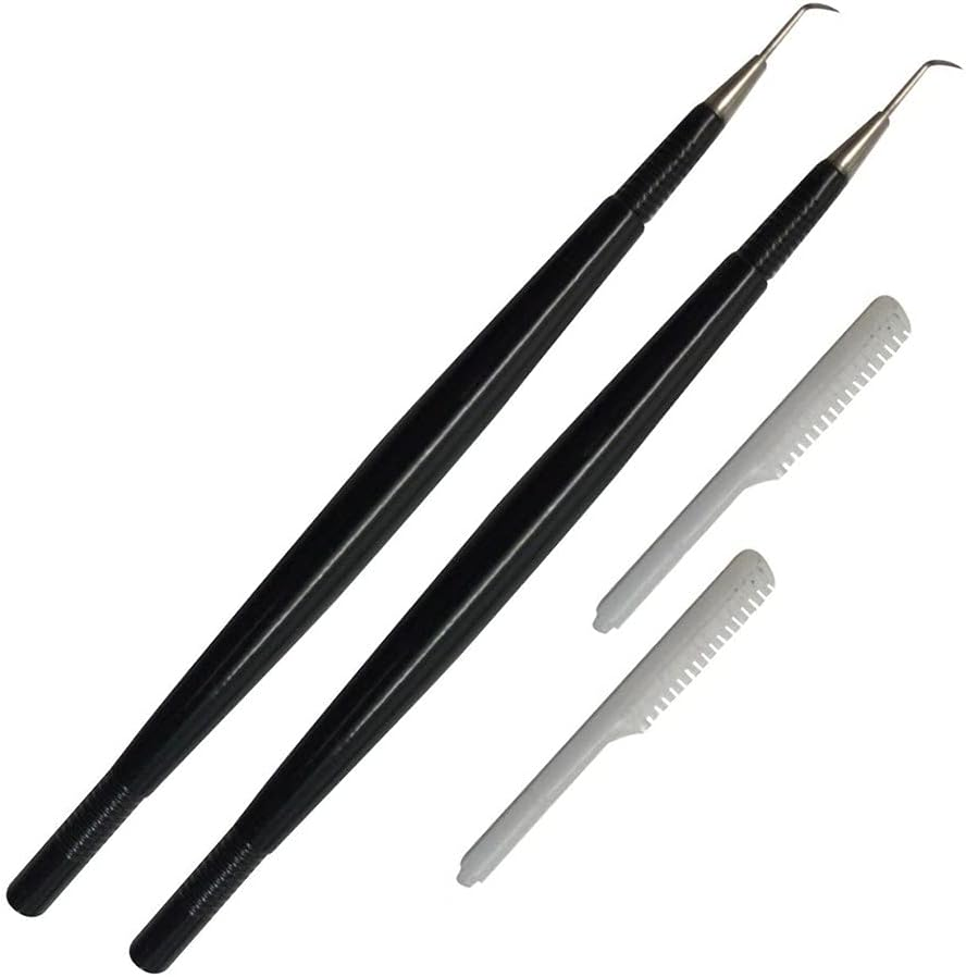 DMX INTL Pro Stainless Steel Eyelash Lifting and Separating Tool with Plastic Comb Ideal for Eye Lash Lift & Perming &ndash; 2 Pcs Pack (Black)