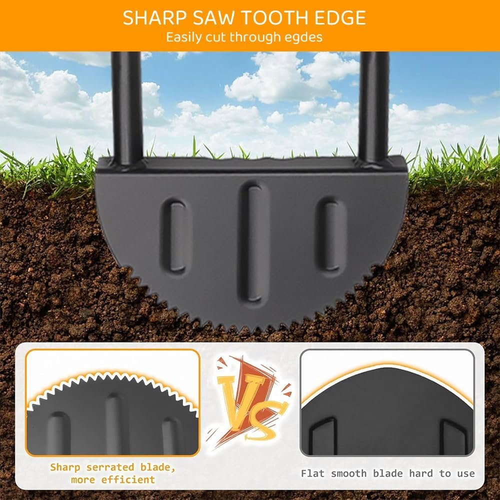 RUTREZOGO Lawn Edger with Sawtooth. Blade & Long T-Handle, Manual Steel Edging Shovel Tool for Garden, Sidewalks & Landscaping image number 6