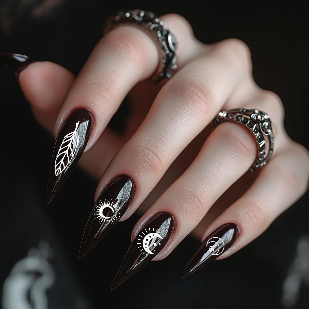 PH Pandahall 3Pcs Moon Stars Pattern Nail Stamp Plate Cute Cat Shape Print Art Template Stainless Steel Nail Image Plate Sun Pattern Nails Art Stencils for Women DIY Printing 4.7X2.3 Inch image number 3