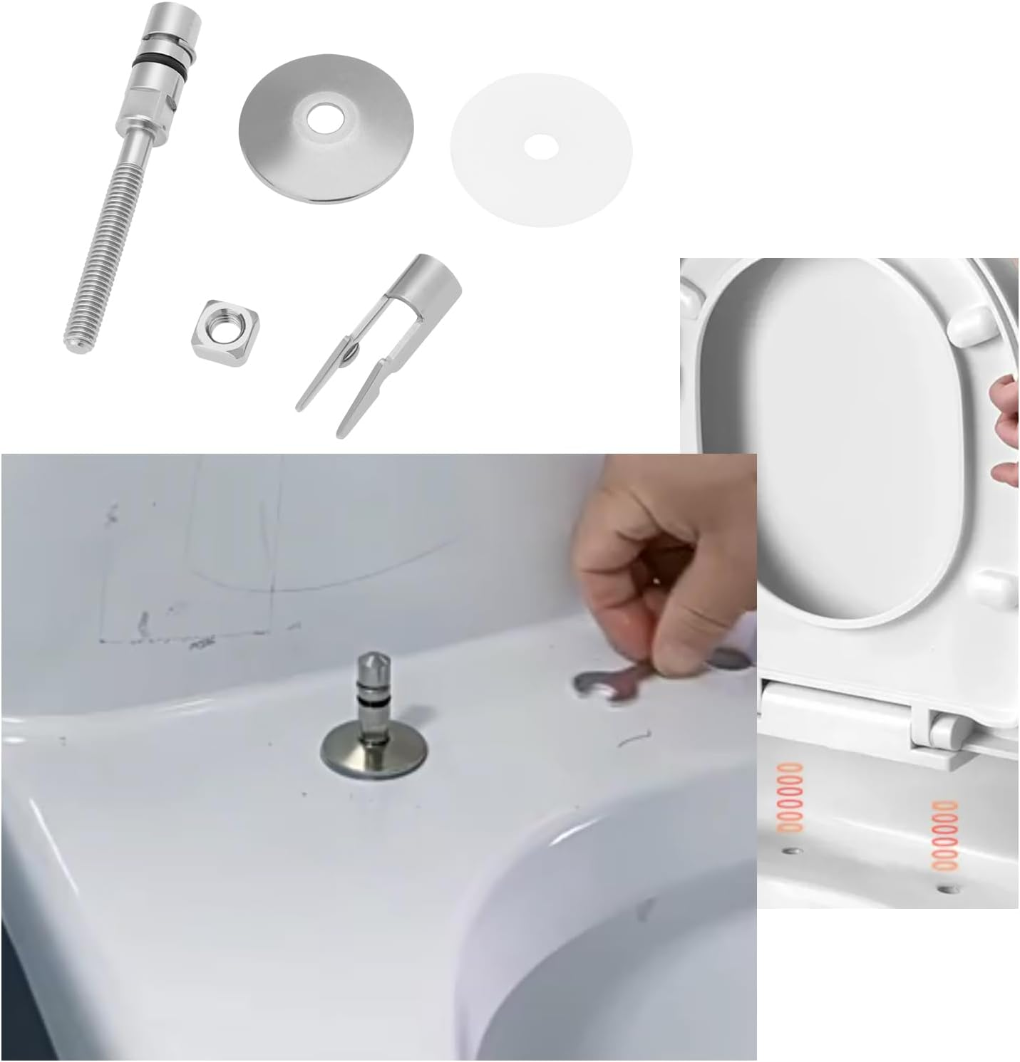 Create Idea 1 Pair Toilet Seat Fixing Hinge Set M6 X 71.5Mm Stainless Steel Toilet Lid Hinge Fixing Bracket C0102G Compatible with LUVETT image number 1