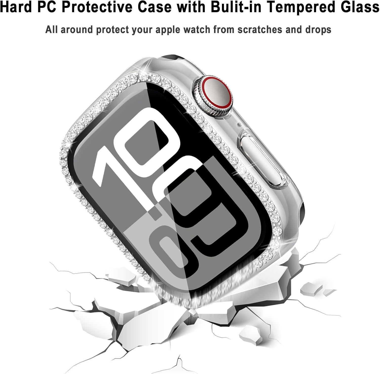 [2 Park] for Apple Watch Screen Protector 40Mm 44Mm 41Mm 45Mm 42Mm 46Mm,Crystal Diamond Bling Hard Case Protective Cover Frame with Tempered Glass for Apple Watch Case 11 SE3 10 9 SE 2Nd 8 7 6 5 4 image number 4