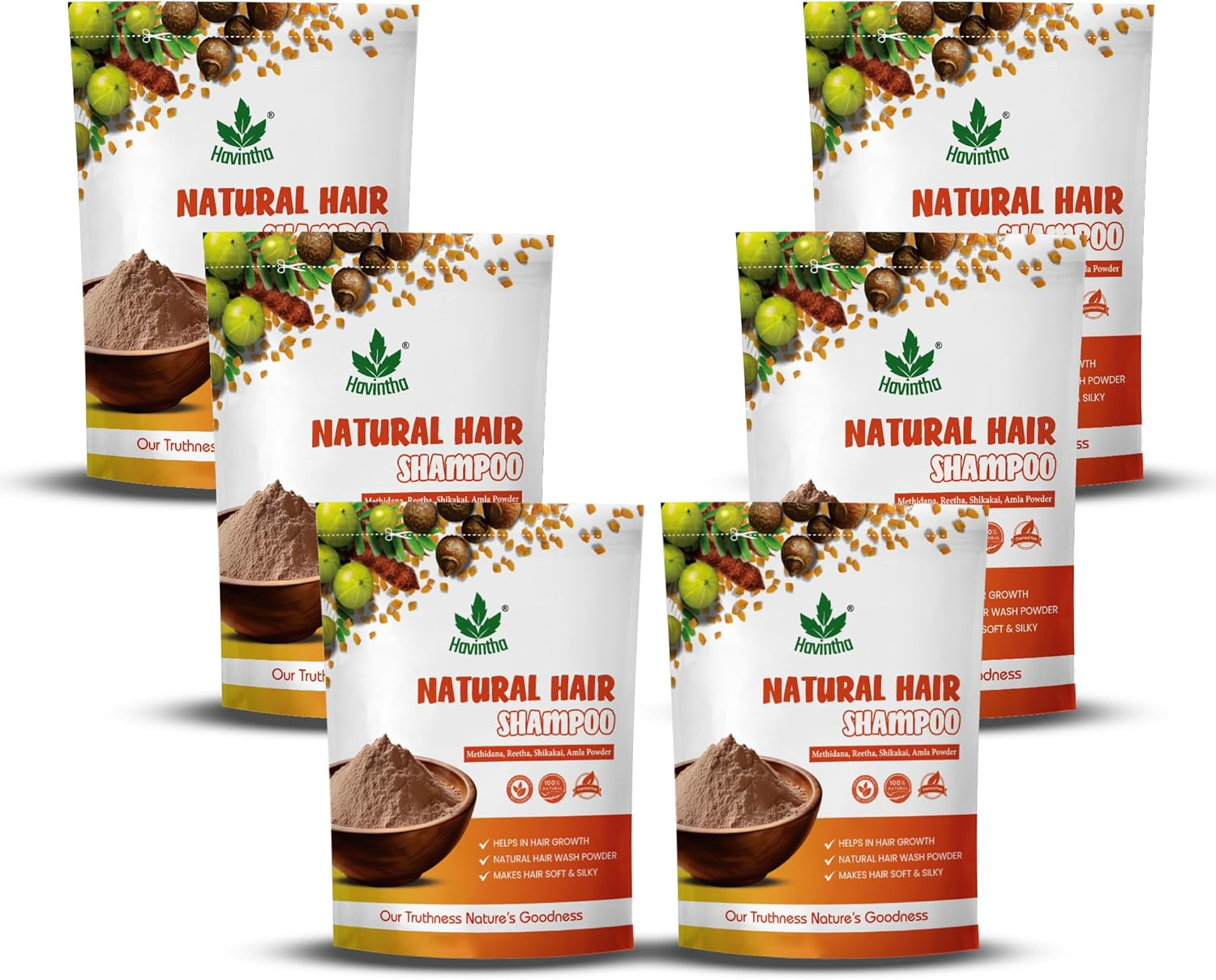 Havintha Natural Hair Shampoo with Herbal Amla Reetha Shikakai and Methi Dana Powder for Men & Women, Totally Organic - 227Gm image number 5