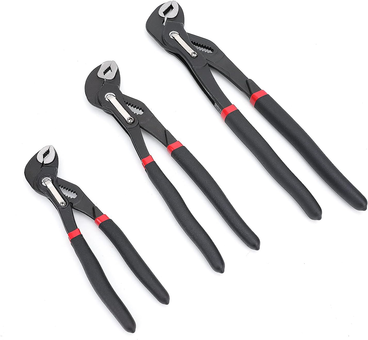 Amazon Basics 3-Piece Quick Release Groove Joint Pliers Set - Drop Forged Chrome Vanadium Steel, Includes 17.78Cm,25.4Cm, and 30.48Cm image number 1