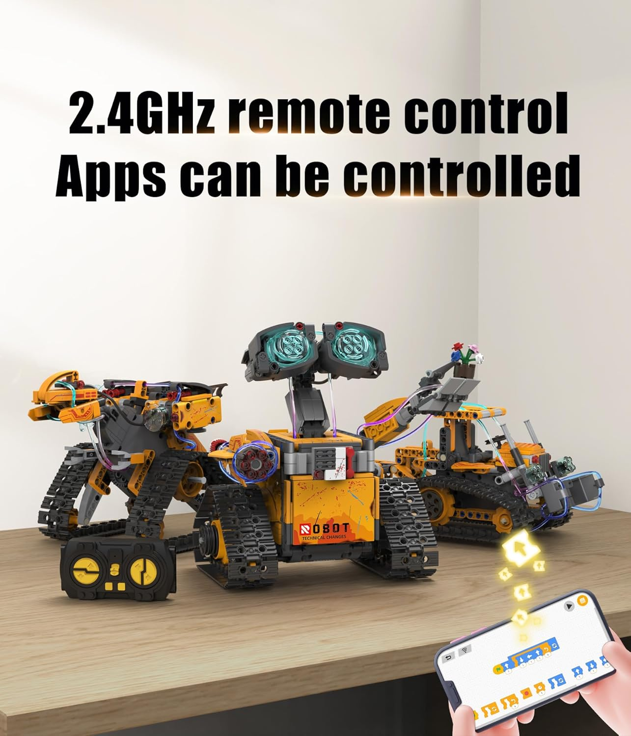 488Pcs 5 In1 Robot Building Kit with Remote Control, Technic Coding Robotic Toys for Kids, Buildable Models with 488 Pieces, STEM Gifts for Boys Age 8-13,