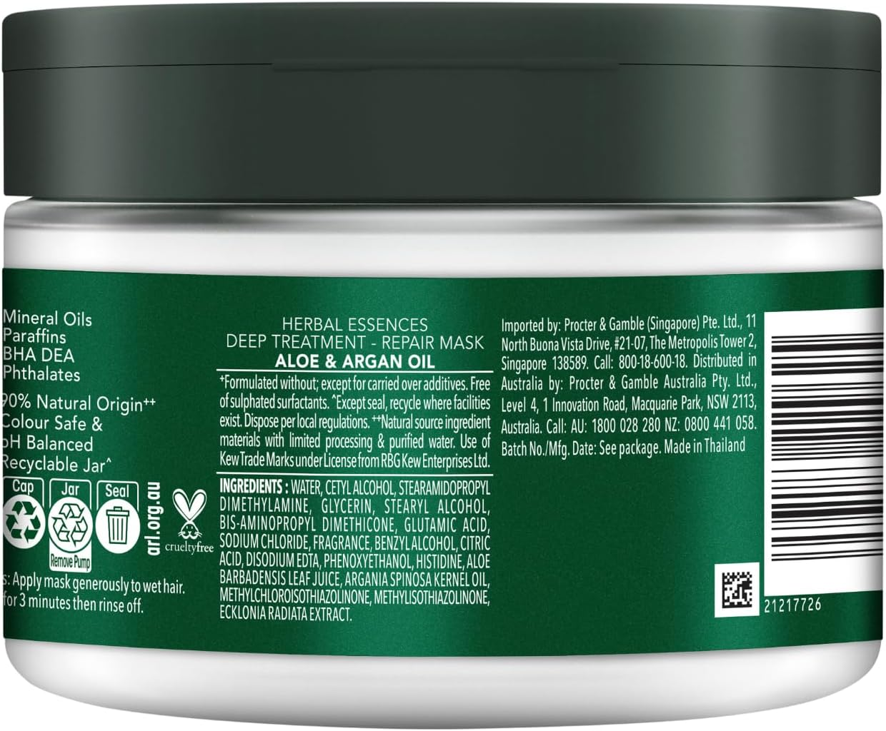 Herbal Essences Bio Renew Deep Treatment Repair Mask Aloe & Argan Oil 300Ml Cond image number 5