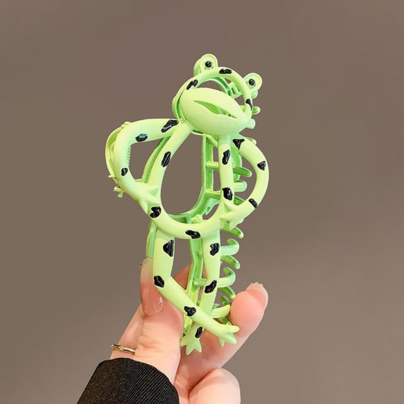 Frog Claw Hair Clip - Large Green Alloy Hairpin Accessory for Women, Fun Cartoon Non-Slip Claw for Thick Hair, Multi-Functional Jaw Clips for Weddings and Everyday Use image number 5