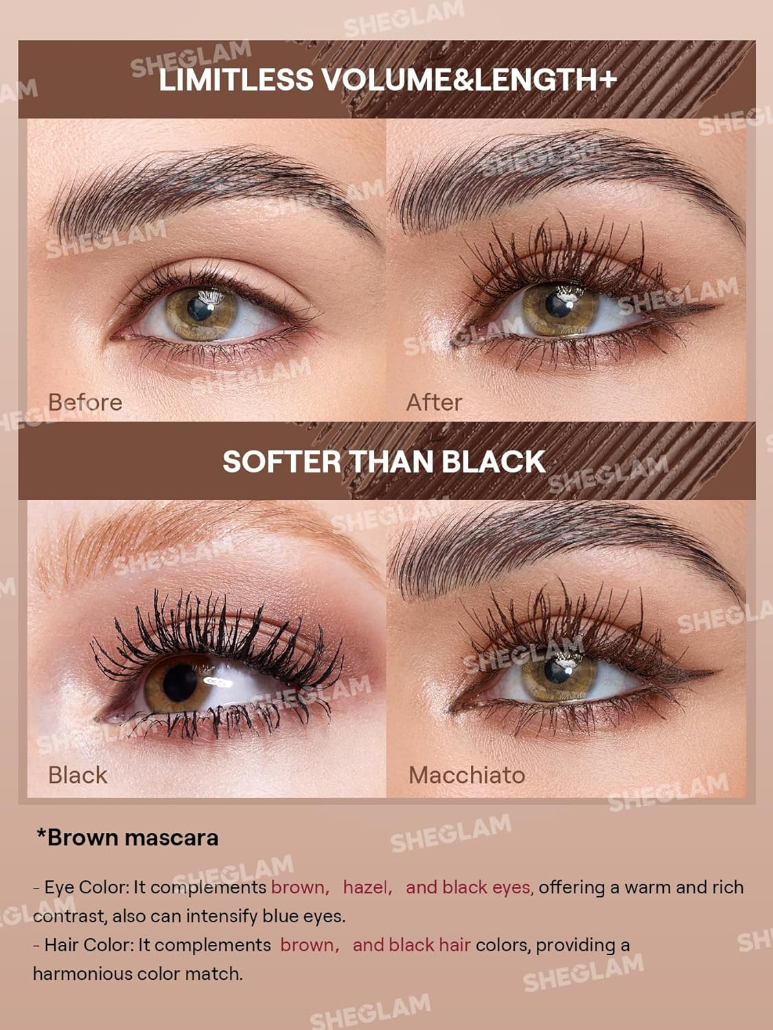 SHEGLAM All-In-One Volume & Length Mascara-Waterproof-Macchiato image number 2