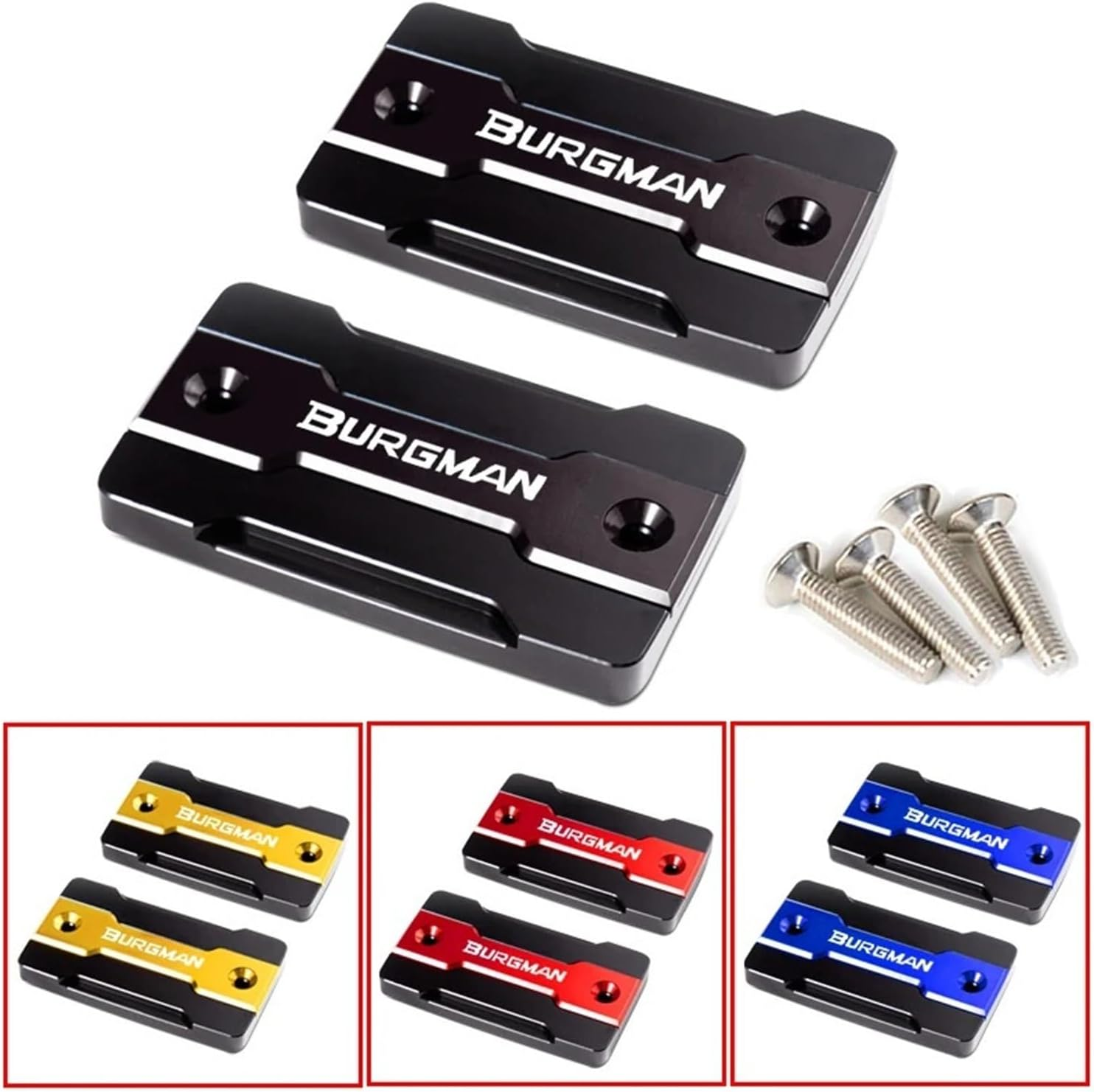 DWESWQQ Fit for BURGMAN 650 AN650 BURGMAN650 2004-2021 2022 2023 2024 Motorcycle Front Brake Fluid Fuel Tank Cover Protection Accessories(Two Black) - Blue image number 4