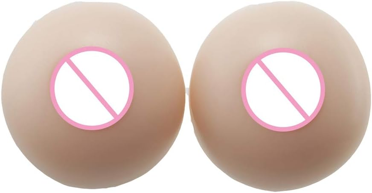 Baronhong Sticky Silicone Breast Forms Mastectomy Prosthesis Bra Portable Fake Boobs for Cosplay Crossdresser;Circular 1 Pair