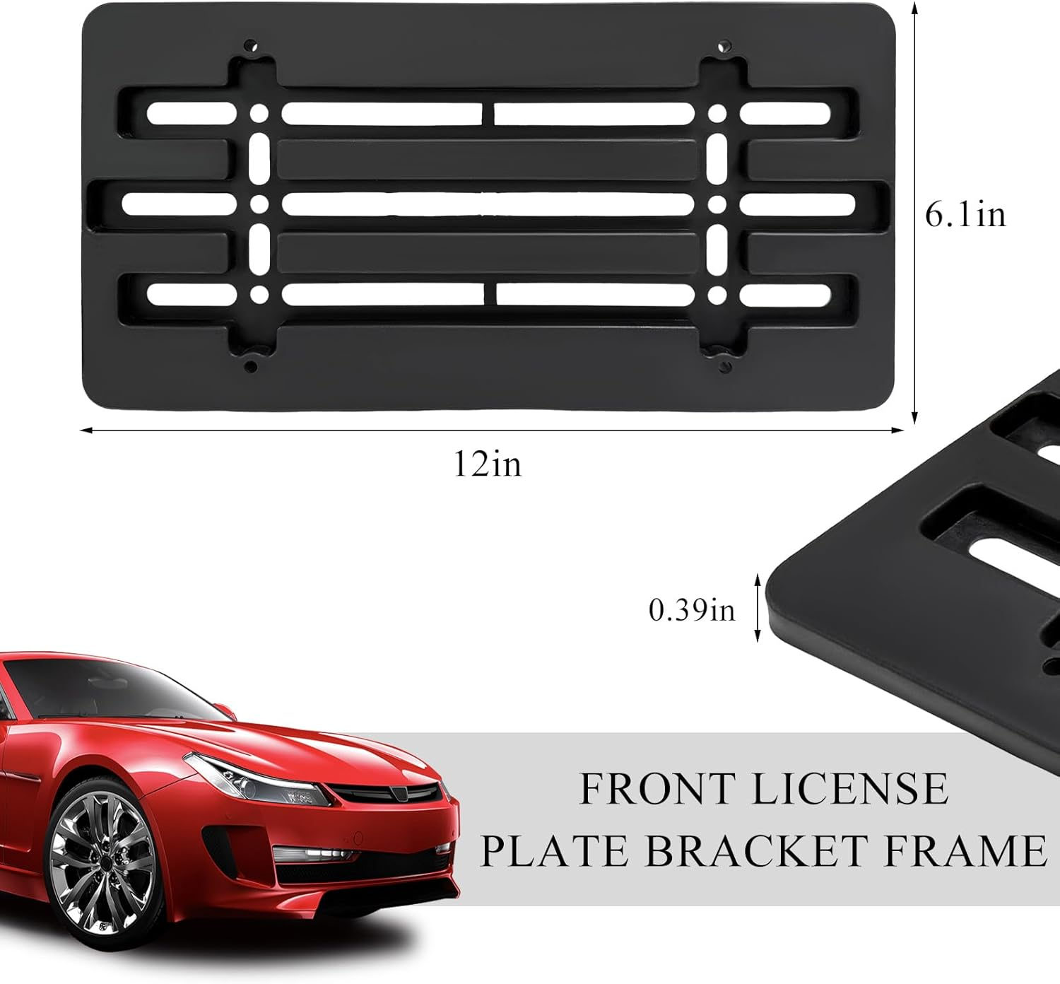 DXNQ License Plate Frame Bracket Holder, Car License Plate Bracket Mounting Kit with Screws, Universal Front & Rear Bumper License Plate Holder Mount Adapter, Car Accessories image number 5