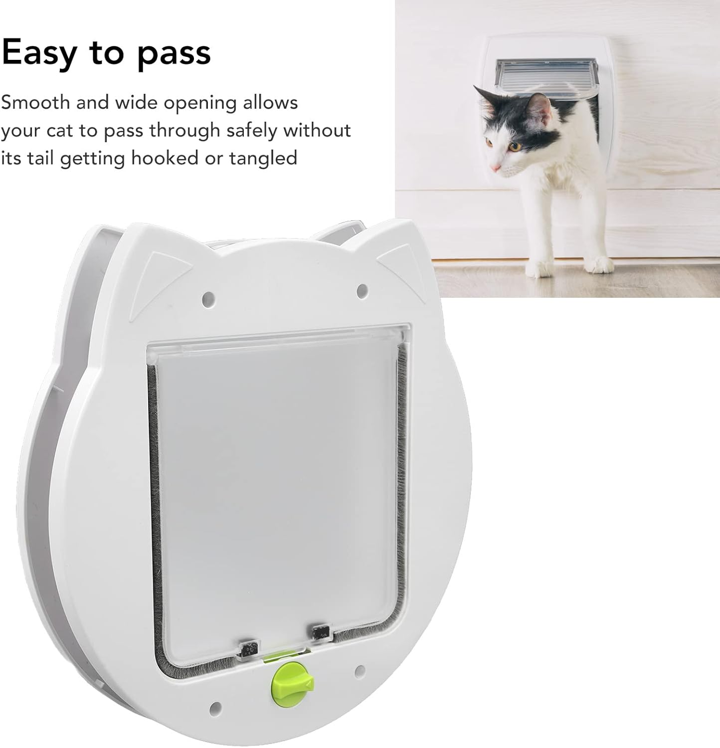 Cat Door, 2 Way Lockable Cat Flap Door for Interior Exterior Door Noiseless Weatherproof Pet Doors for Cats Kittens Doggies for Window Wall, Fast Installation (Type 1)