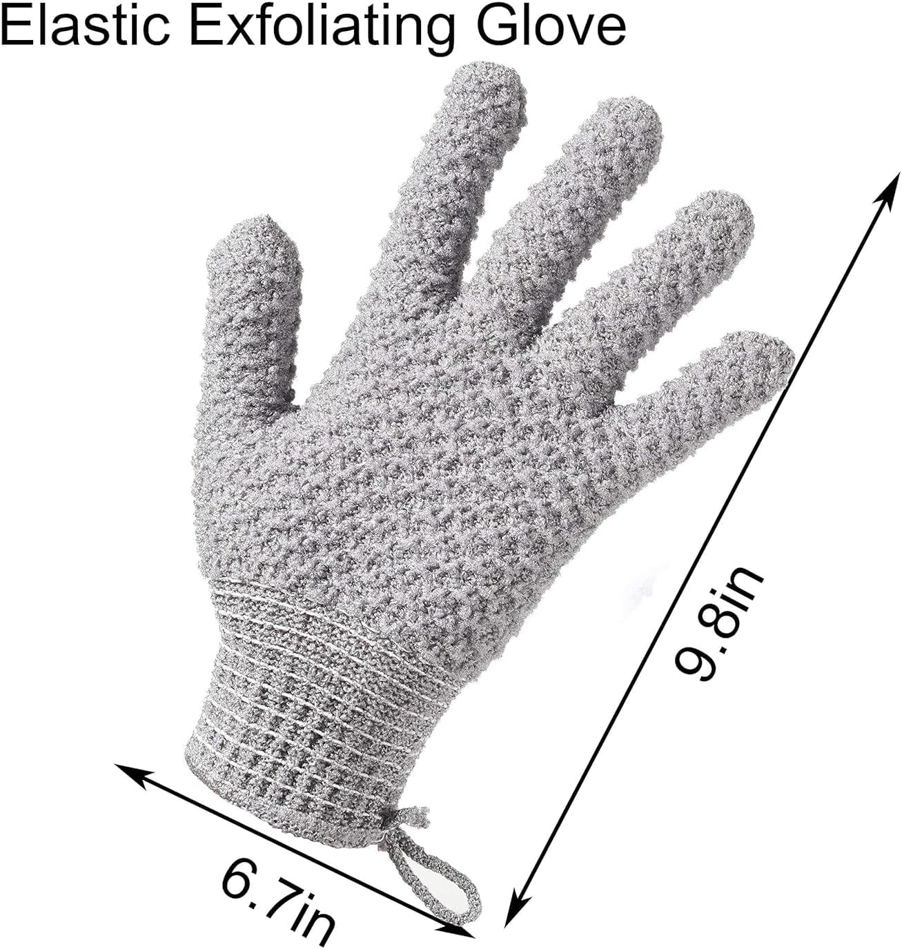 Bath Exfoliating Gloves Scrub - 4 Pcs (2Pairs) Lengthened and Large Exfoliating Scrubbing Gloves for Shower, Spa, Massage - Scrub Exfoliating Mitts for Body, Face, Hand and Foot (Black and Gray) (2 Pairs Gray)