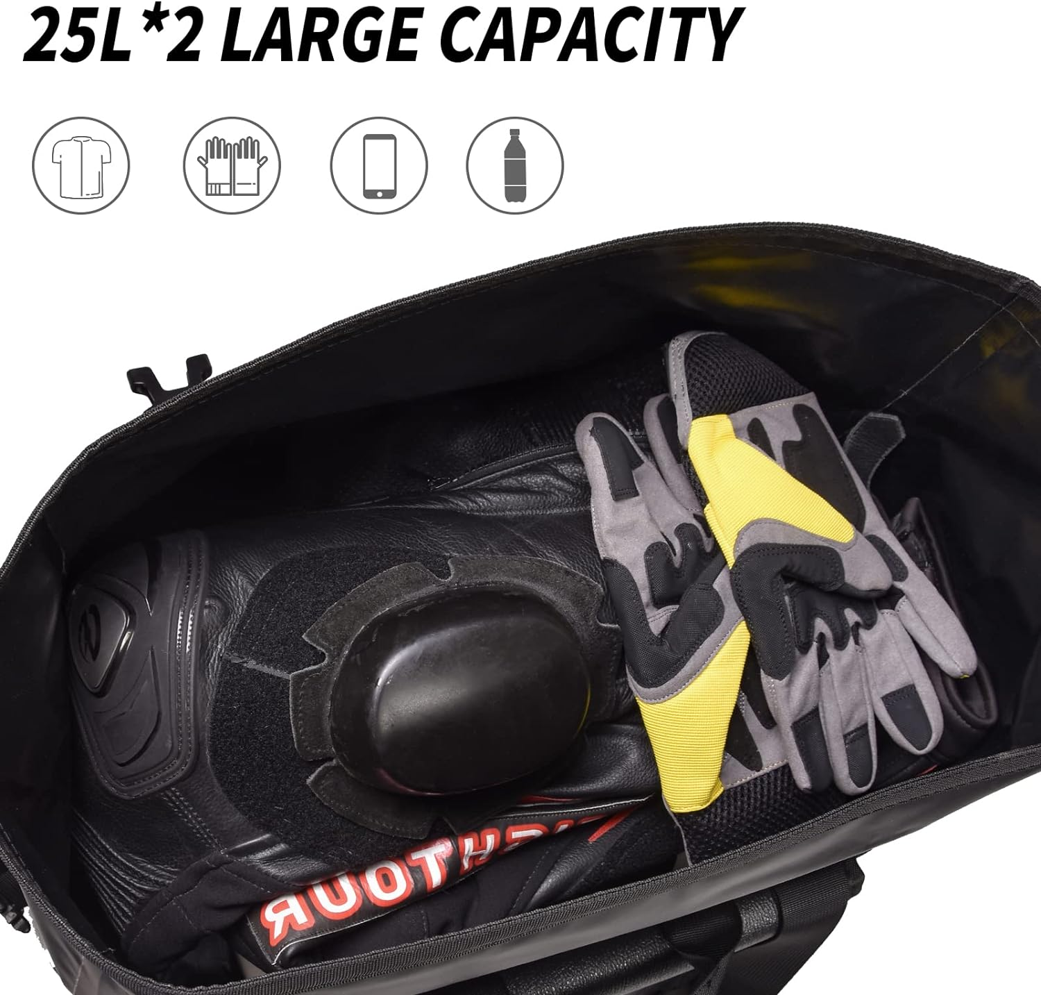 AFISHTOUR Waterproof Motorcycle Saddlebags - 50L Motorcycle Luggage Bags for Motorbike Travel - Motorcycle Panniers Bags - Detachable Bag for Scooter, Honda, Suzuki, Yamaha (Blue, 2 Pack) image number 2