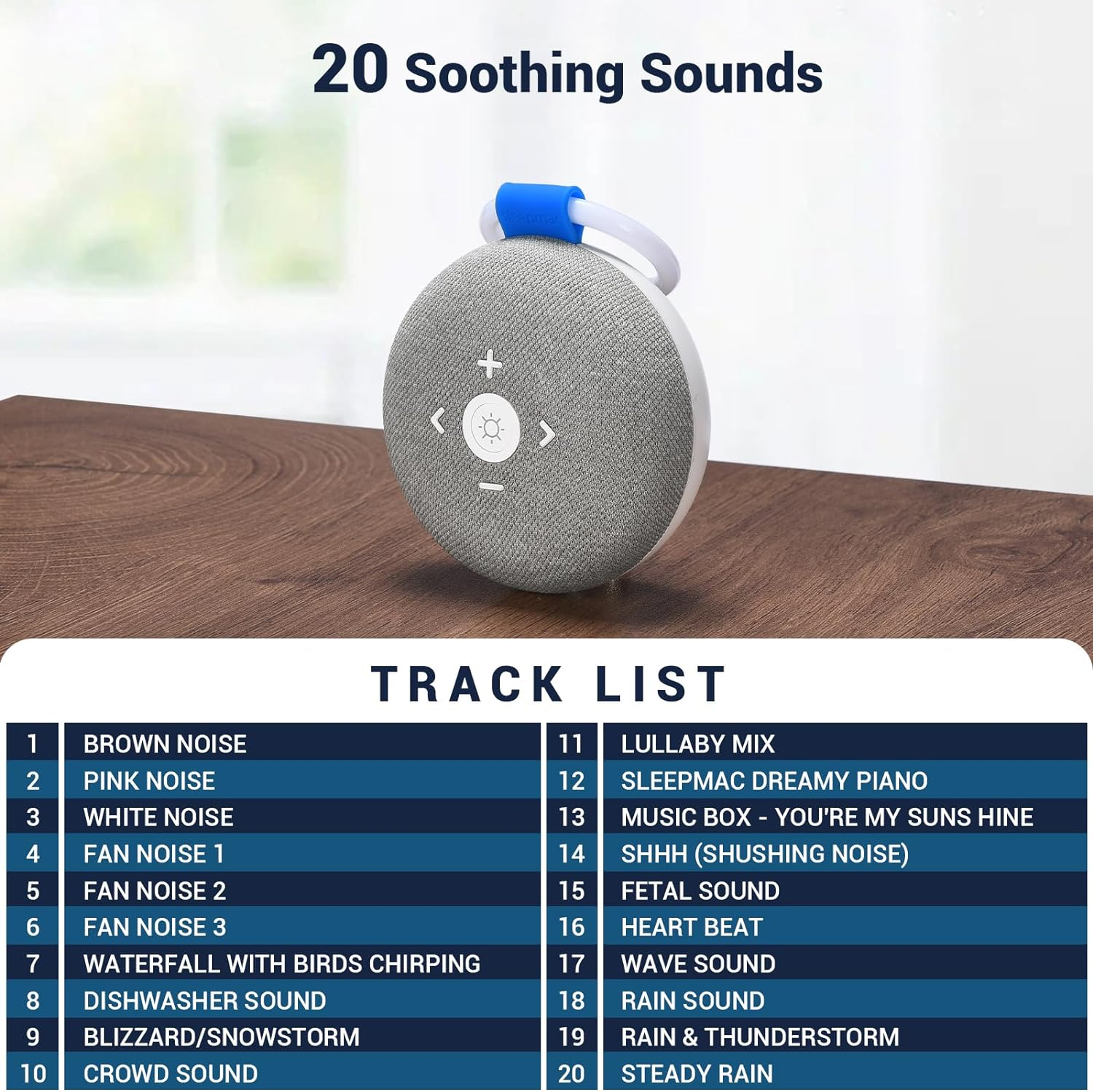 Sleepmac Go Baby Portable White Noise Machine and Night Light &ndash; White Noise, Pink Noise, Brown Noise, Lullaby, Nature Sounds, Child Lock, Memory Options (Cloud) image number 2