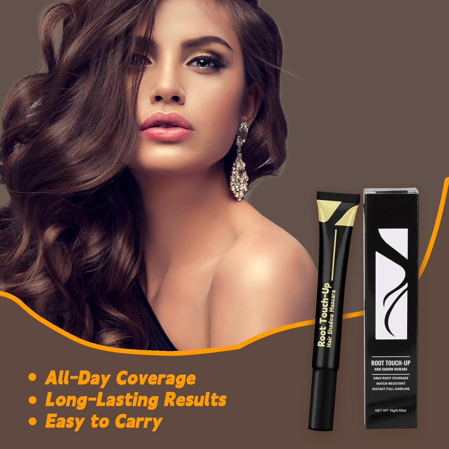 HAIOLORPRO Root Touch up Hair Color Dark Brown, Root Cover up Stick Water-Resistant for Women Scalp Concealer, Hair Touch up for Roots, Gray Hair Cover Up, Hair Mascara for Gray Hairr, 15G/0.53Oz