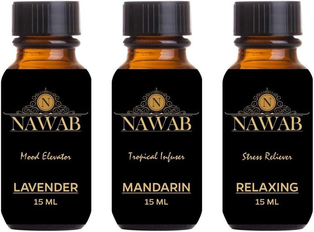 NAWAB Aroma Oil / Diffuser Oil / Scented Oil / Fragrance Oil ( Lavender , Mandarin , Relaxing - 15Ml Each)