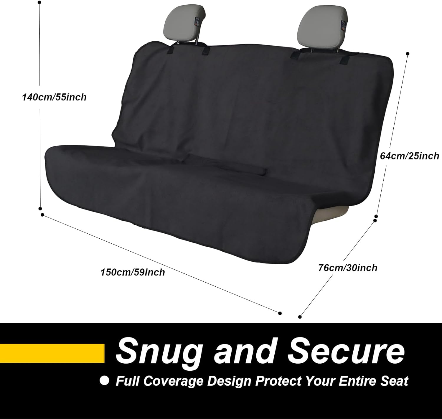 Back Seat Cover for Car Trucks Van SUV Jeep,Waterproof Rear Bench Towel Seat Covers for Kids,Automotive Backseat Protector(Black) image number 3
